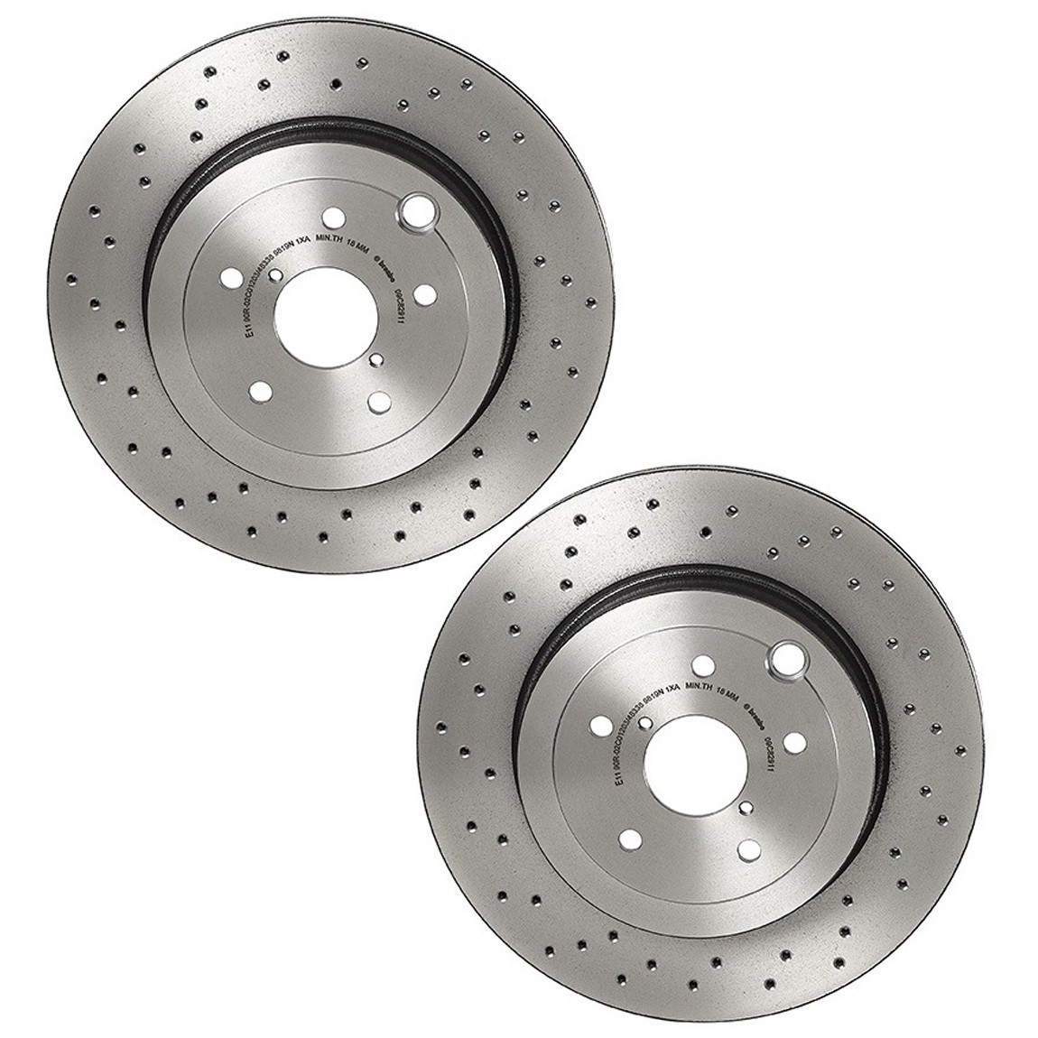 Brembo Pair Set of 2 Rear Drilled 326mm PVT Brake Disc Rotors For Subaru WRX STI