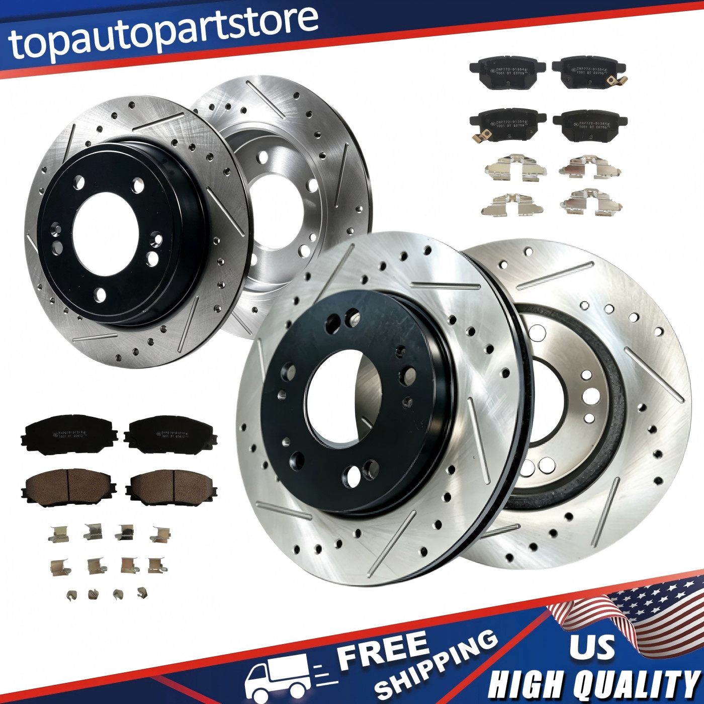 10.83″ Front 10.20″Rear Brake Rotors Pads For Toyota Corolla 2015 2016 2017-2019