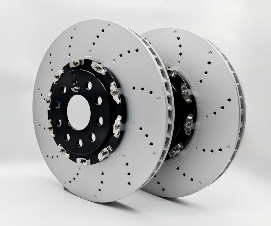 Two-Pieces Front Drilled Floating Brake Discs Rotor 340mm For Audi VW 2015-2024