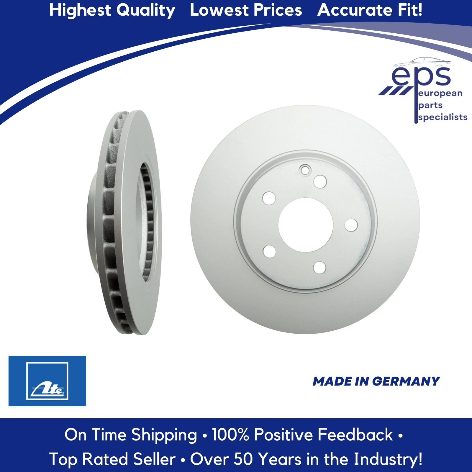 2003-09 E350 E500 Mercedes Front Brake Disc Vented Rotors Ate Made in Germany