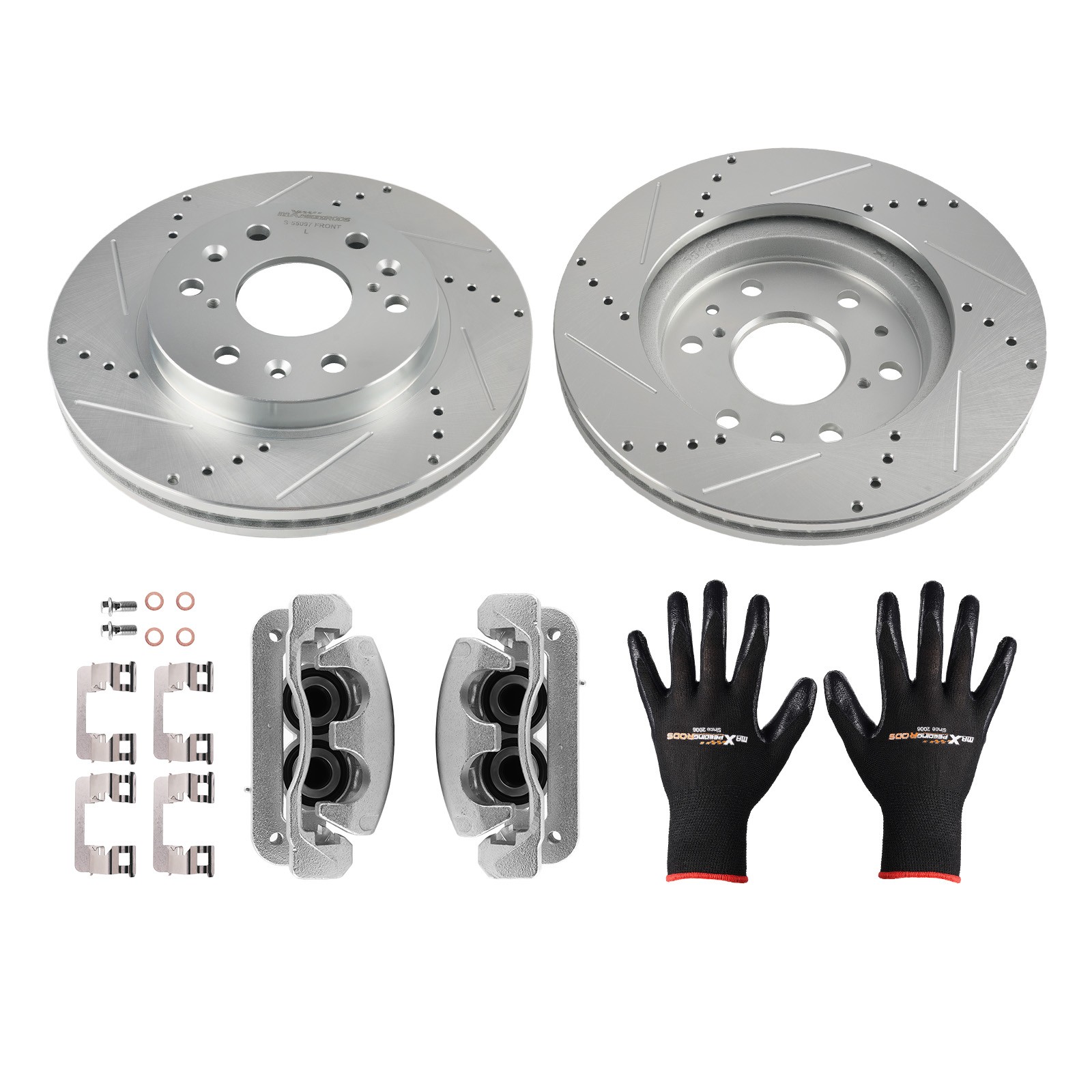 Front Drilled Brake Rotors+Brake Calipers for Chevrolet Silverado 1500 2008-2018