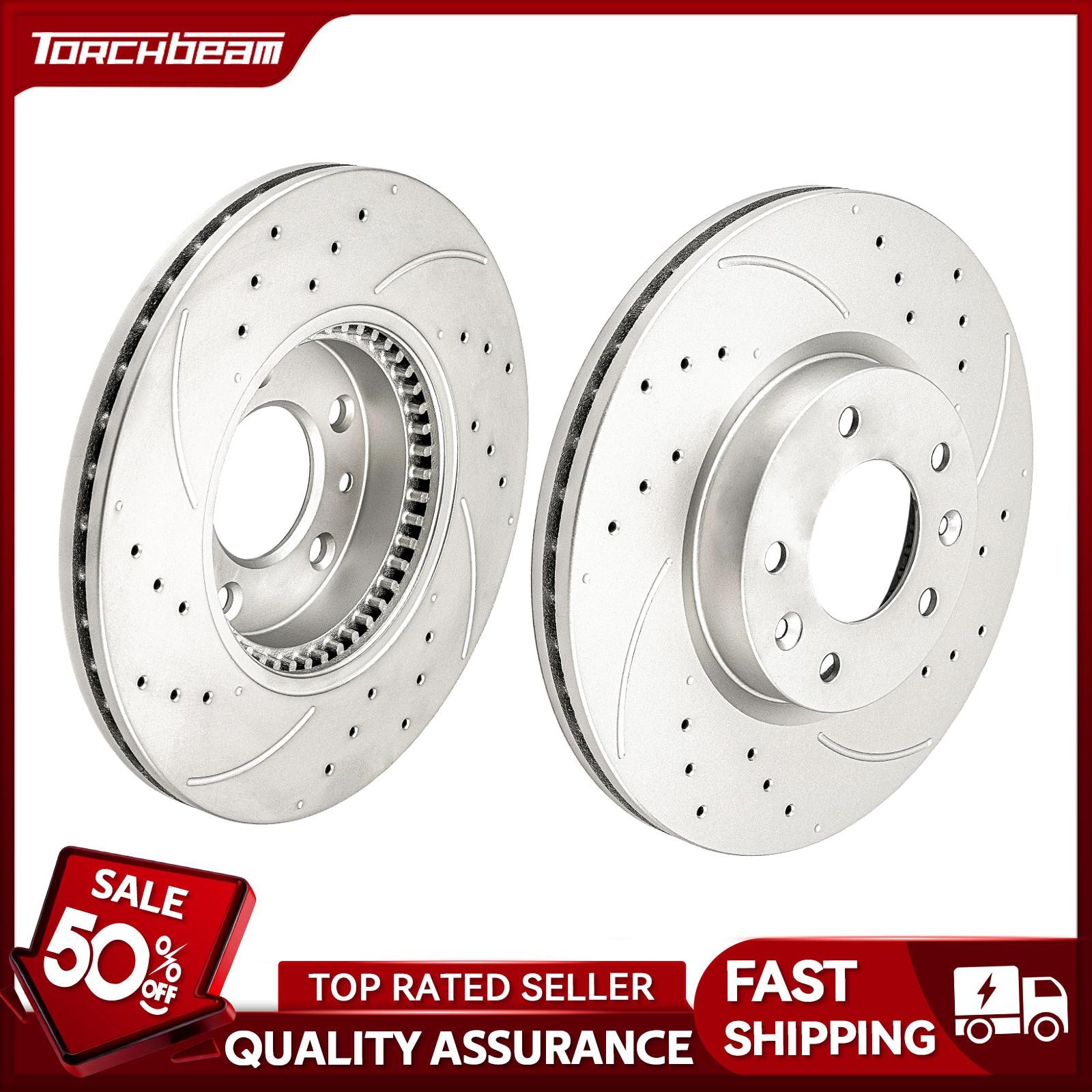 Set of 2 Front Drilled Slotted Brake Rotors Fits Ford Fusion Mazda 6 Lincoln MKZ
