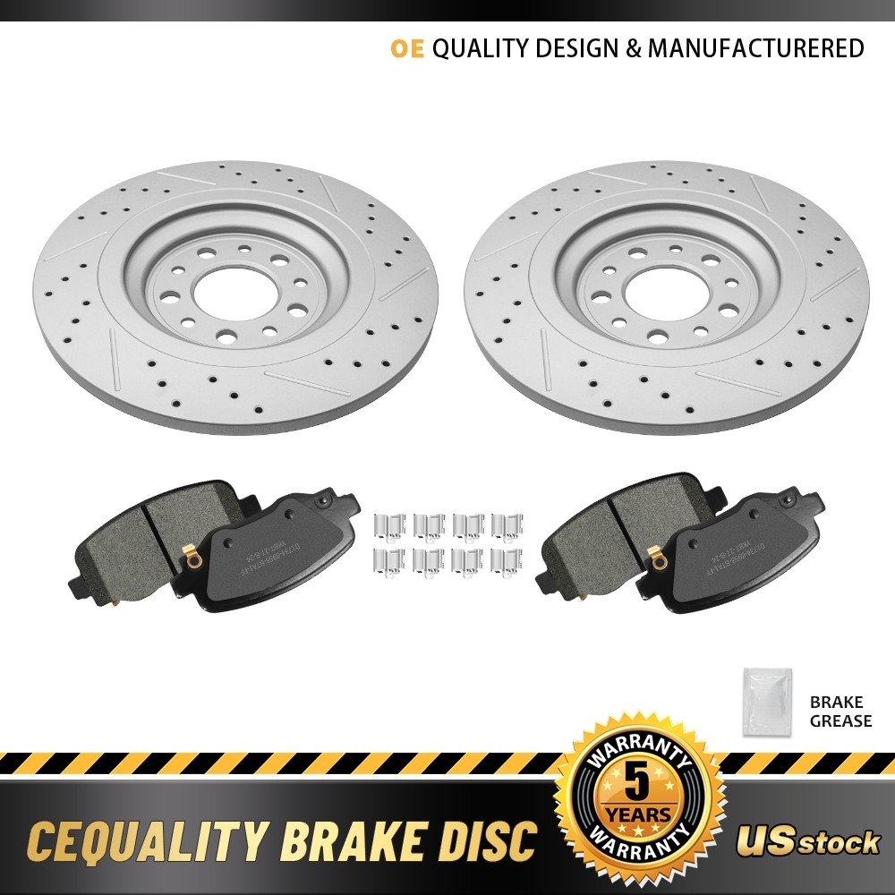 12.6 in Rear Drilled Disc Brake Rotors Ceramic Pads For 2014-2022 Jeep Cherokee