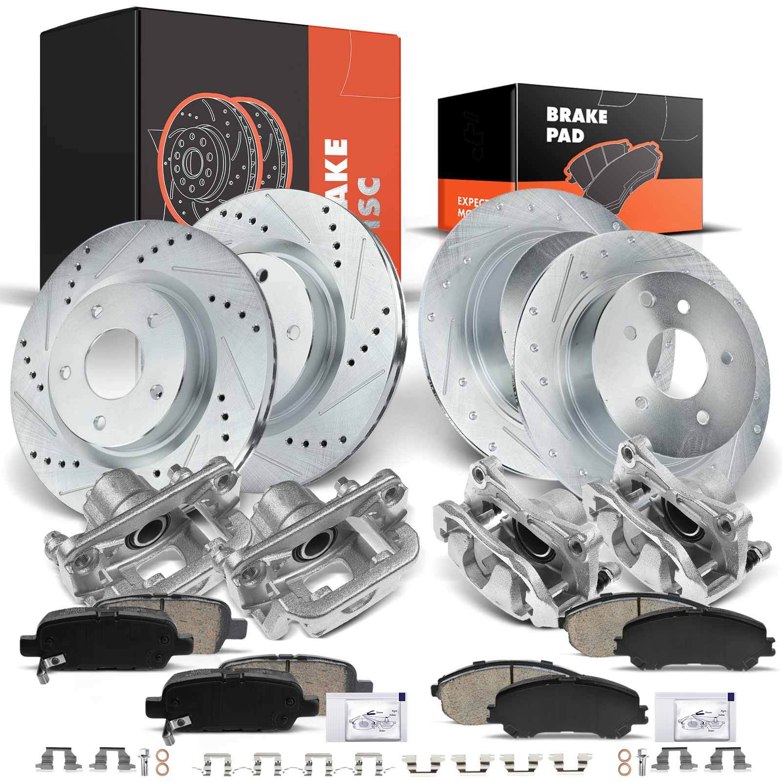 Drilled Rotors & Brake Pad + Brake Caliper for Nissan Altima 07-10 Front & Rear