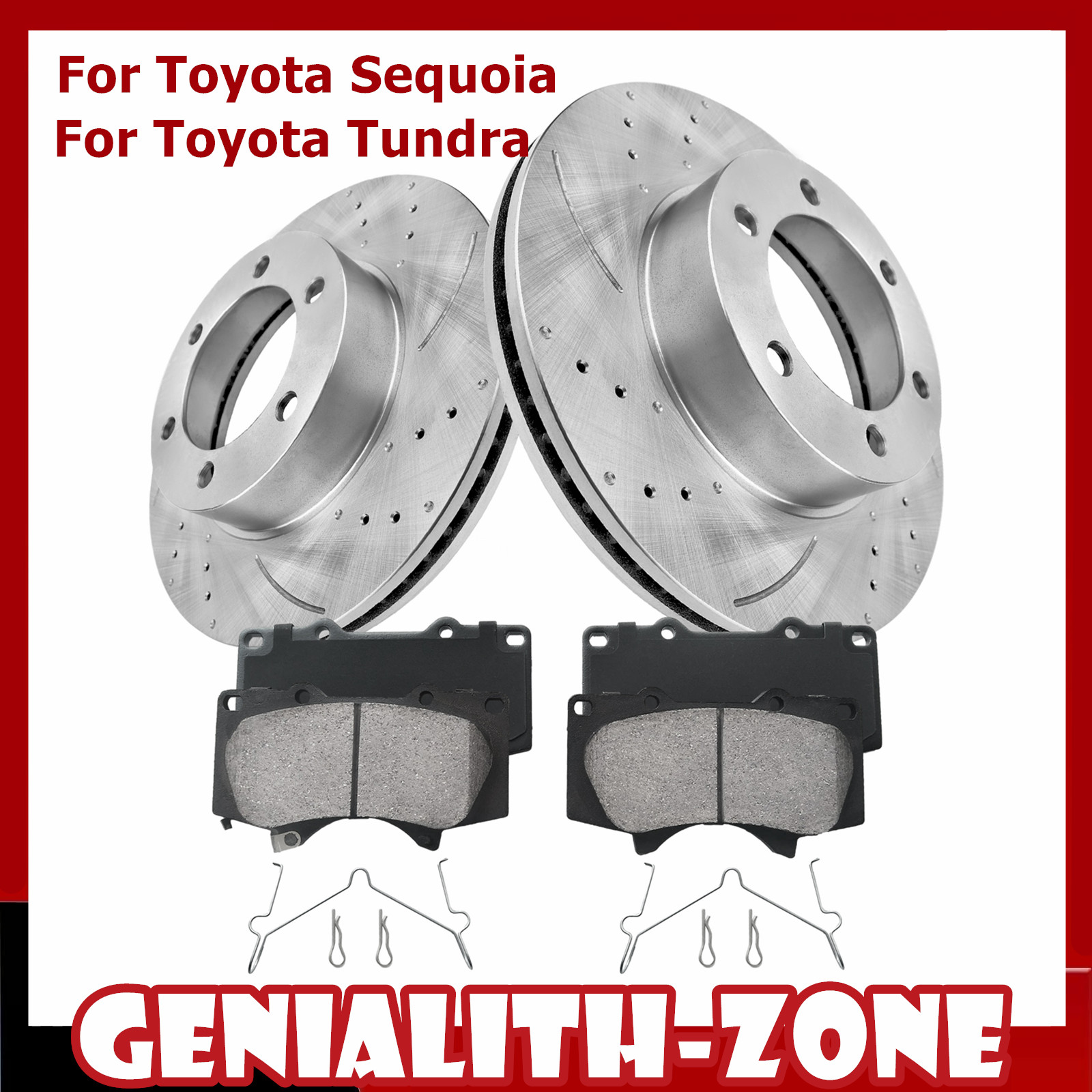 Front Disc Rotors + Ceramic Brake Pads for 2000 – 2006 Toyota Tundra Sequoia