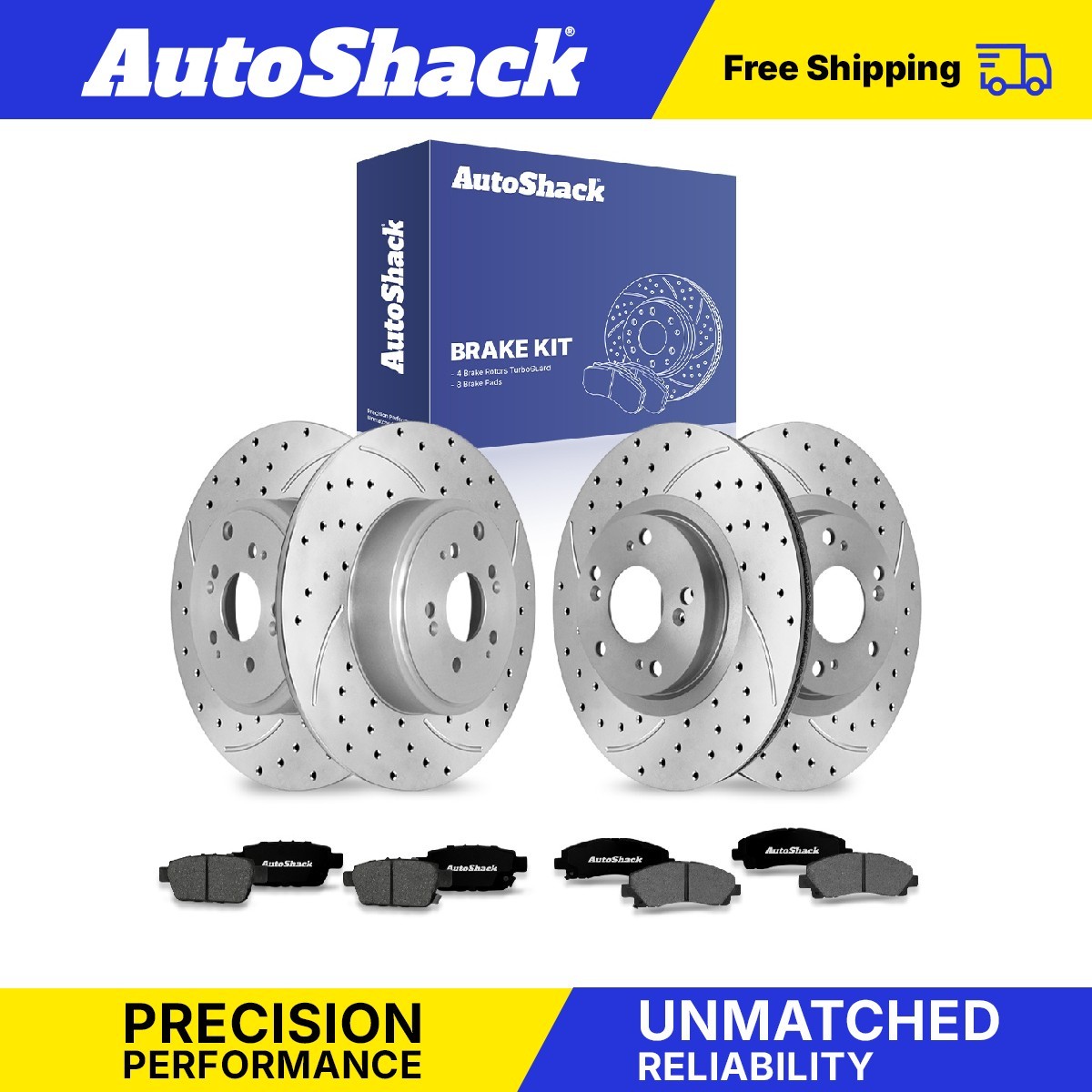 Front Rear Drilled Slotted Brake Rotors Premium Pad for Honda, Ridgeline 06-11