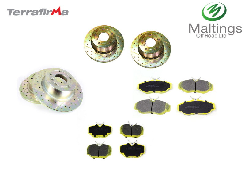 TERRAFIRMA TD5 DRILLED AND GROOVED BRAKE DISCS+PADS FITS D2 98-04 V8