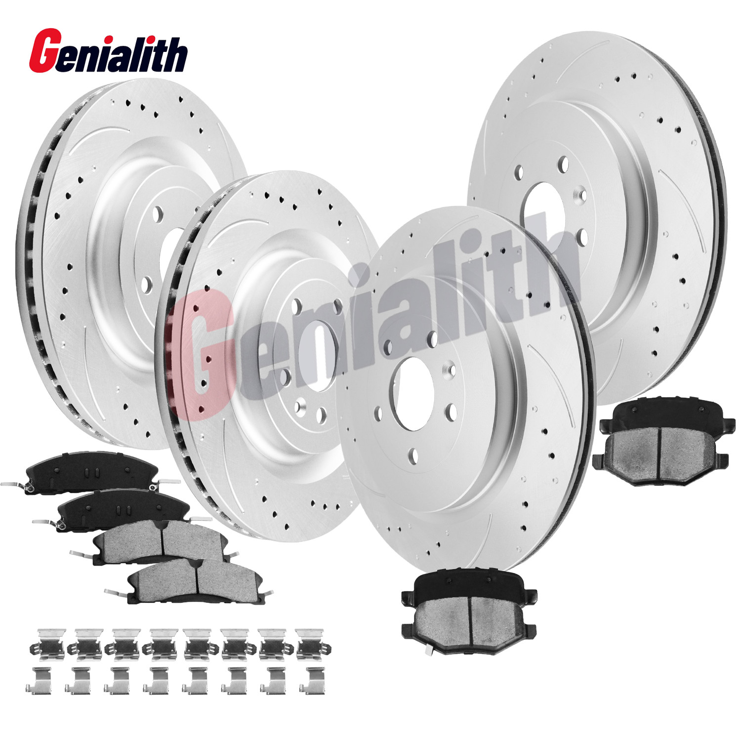 Front Rear Drilled Rotors Brake Pads for Ford Taurus Explorer Lincoln MKS MKT