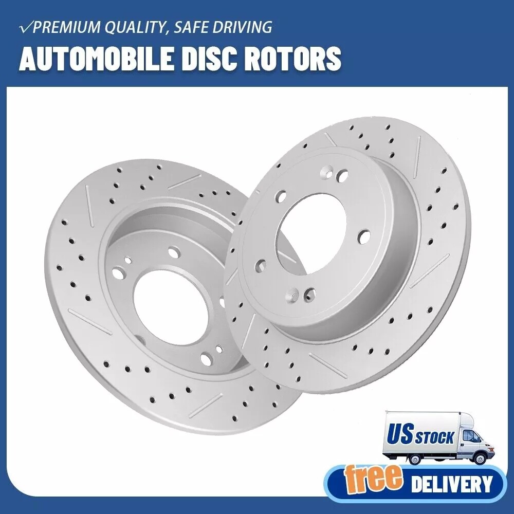 For Hyundai Elantra Gt 13-20 Kia Soul Forte5 2X Rear Drilled Slottd Brake Rotors