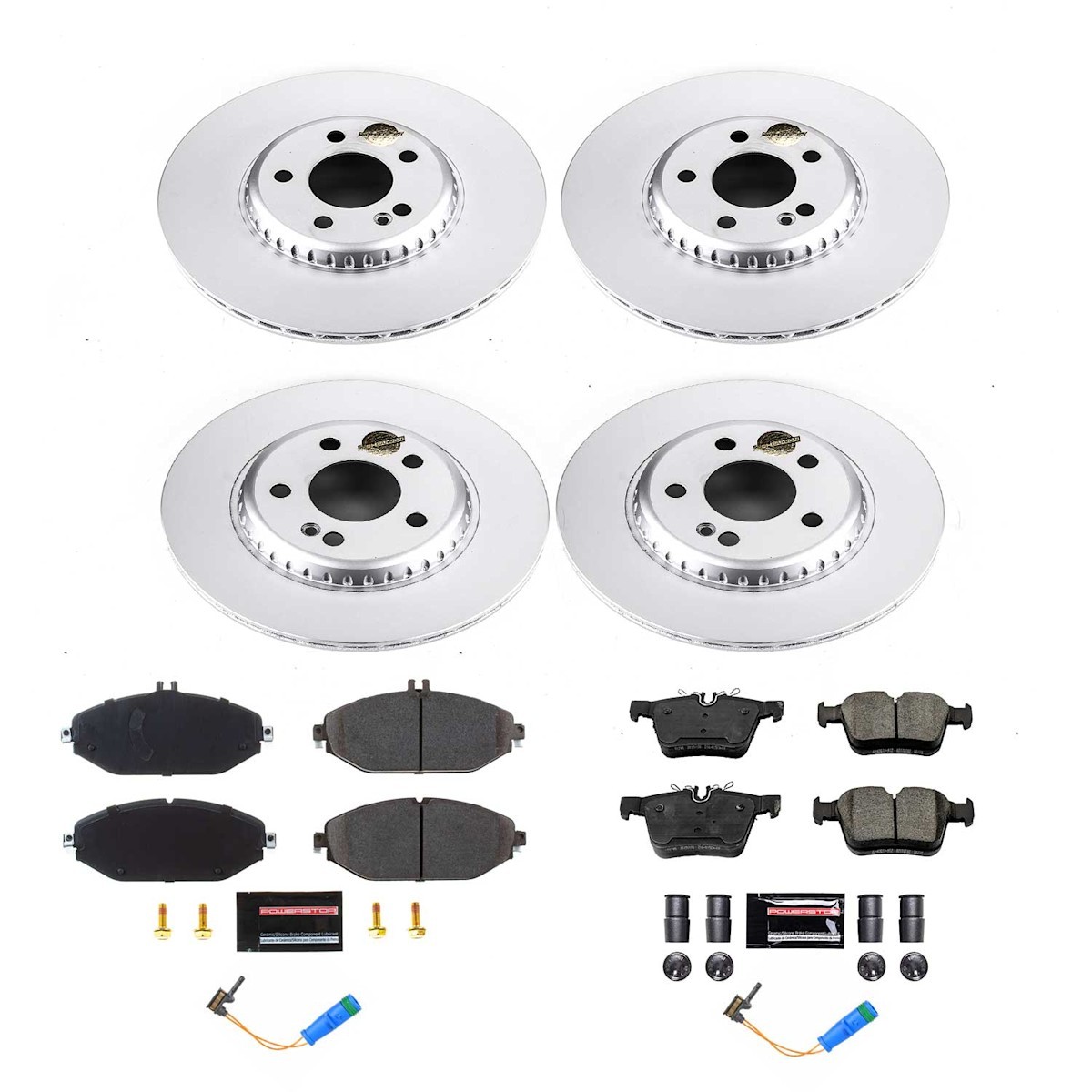 Powerstop Evolution 330.1mm Front 300.1mm Rear Discs Pads Sensors Kit for C300