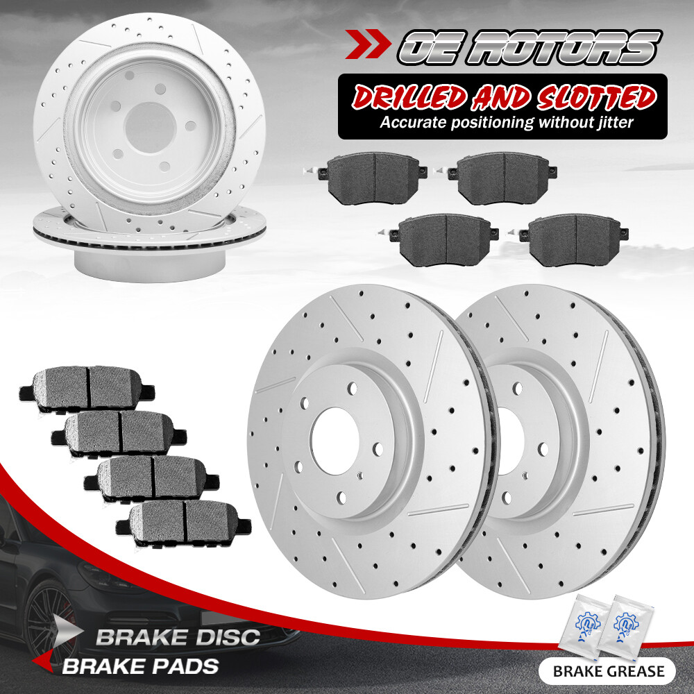 for Nissan Murano Front & Rear DRILLED Disc Rotors + Ceramic Brake Pads Kit