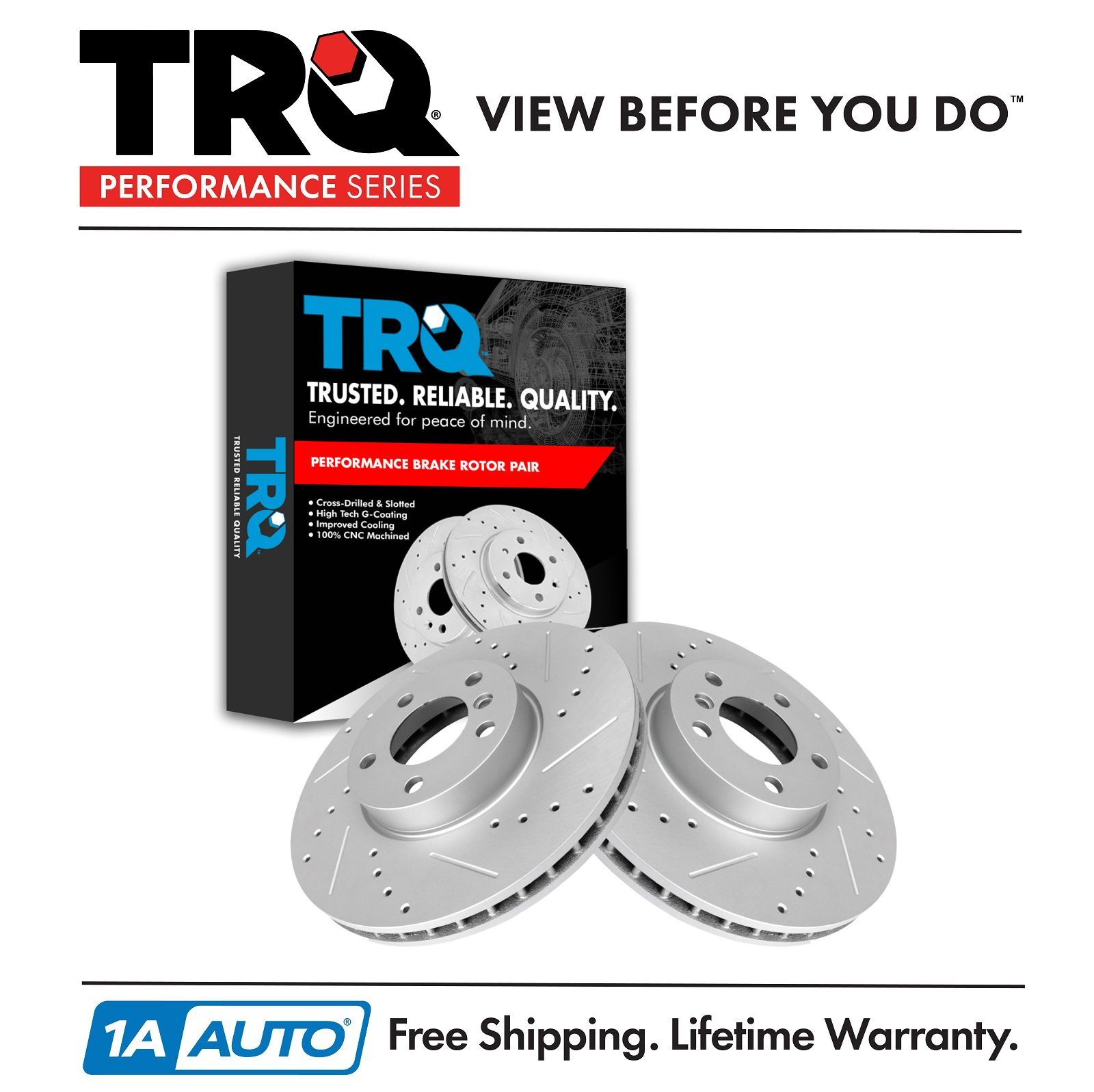 TRQ Front Brake Rotors Set For 2007-2018 BMW X5 2011-2019 X6