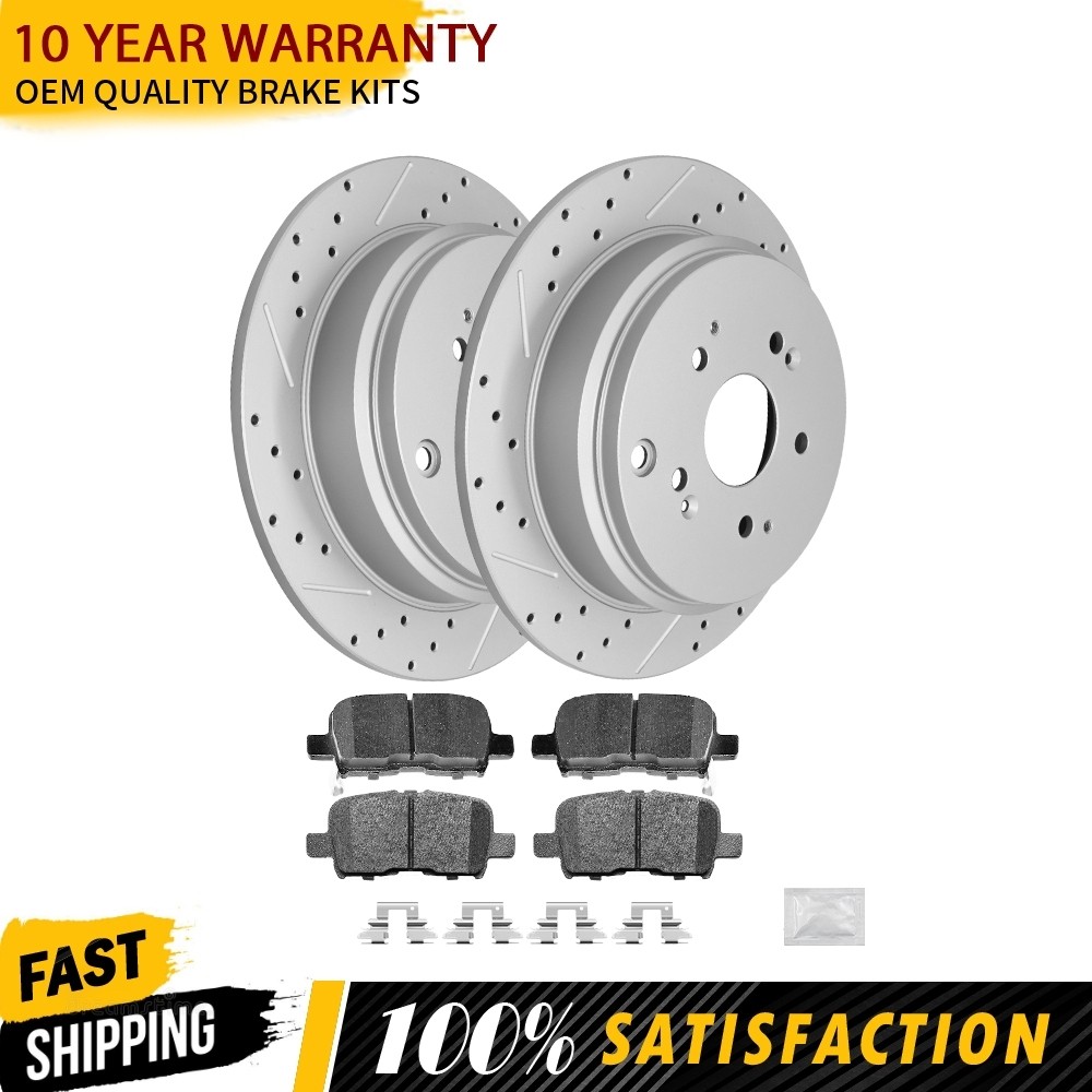 313mm Rear Disc Rotors + Ceramic Brake Pads Kit For 2002 2003 2004 Honda Odyssey