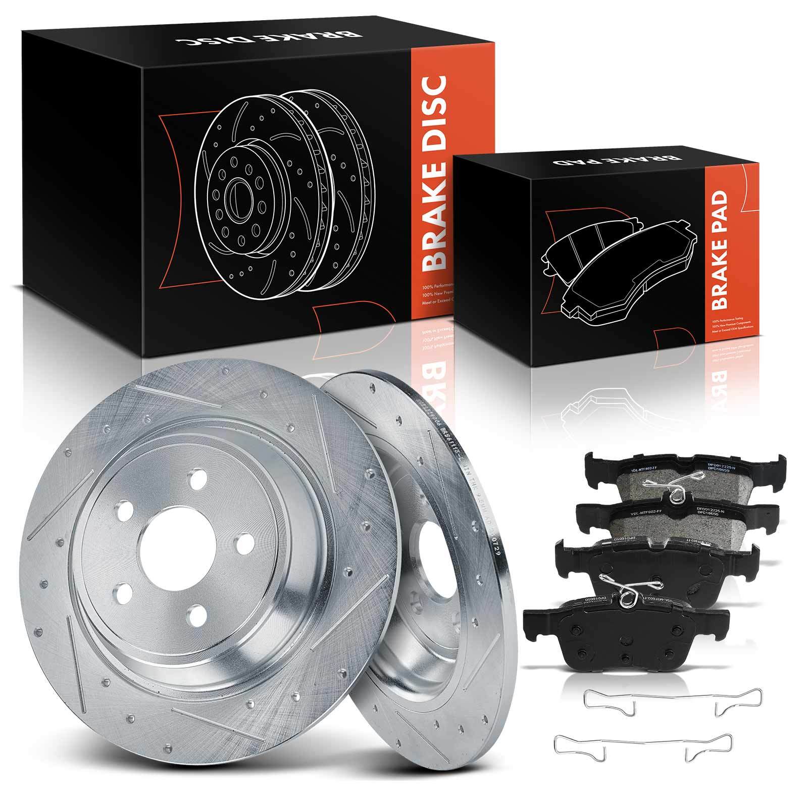 Rear Drilled Brake Rotors + Brake Pads for Ford Edge Fusion Lincoln Continental