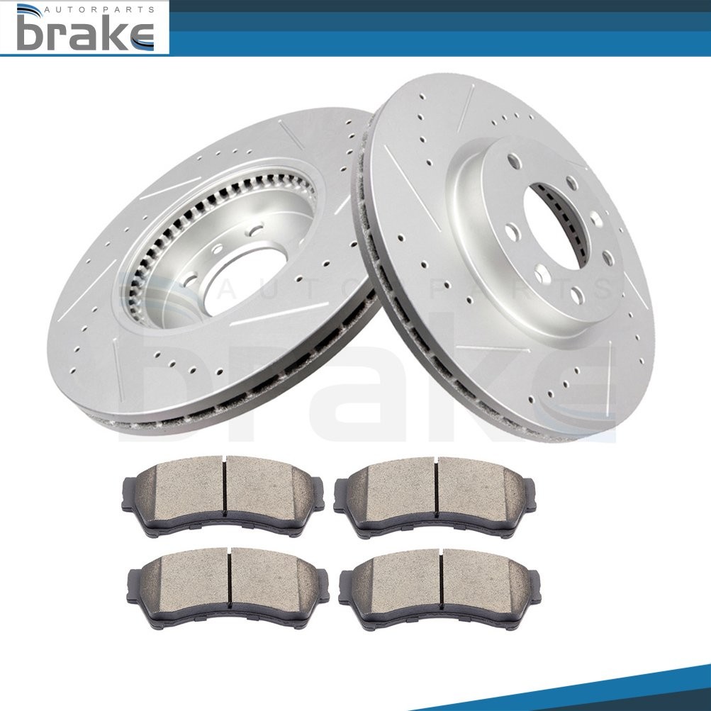 Front Performance Drilled Slot Brake Rotors Ceramic Pads For 2006-2013 Mazda 6