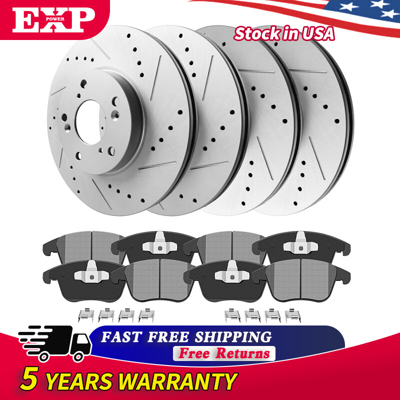 Front & Rear Drilled Rotors + Brake Pads for 2012-2016 Hyundai Elantra Veloster