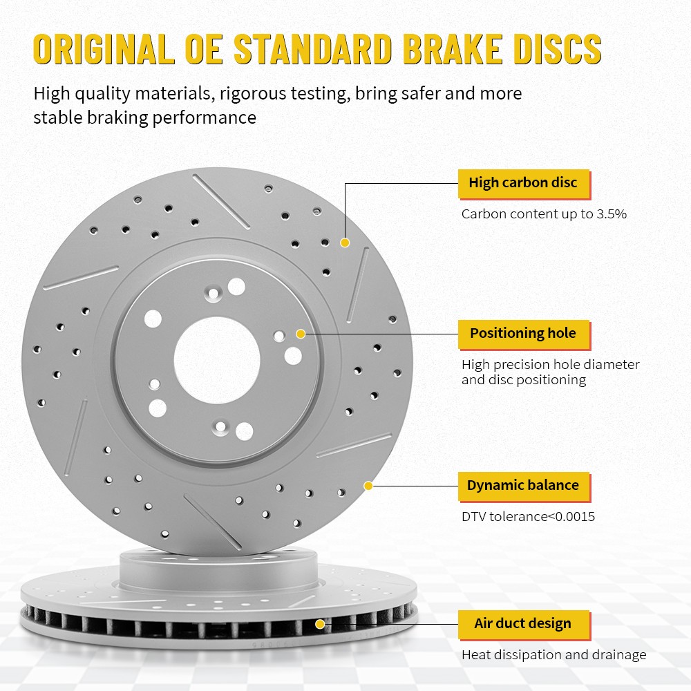 4WD Front & Rear Drilled Brake Rotor Brake Pad For Ford F-250/F-350 Super Duty