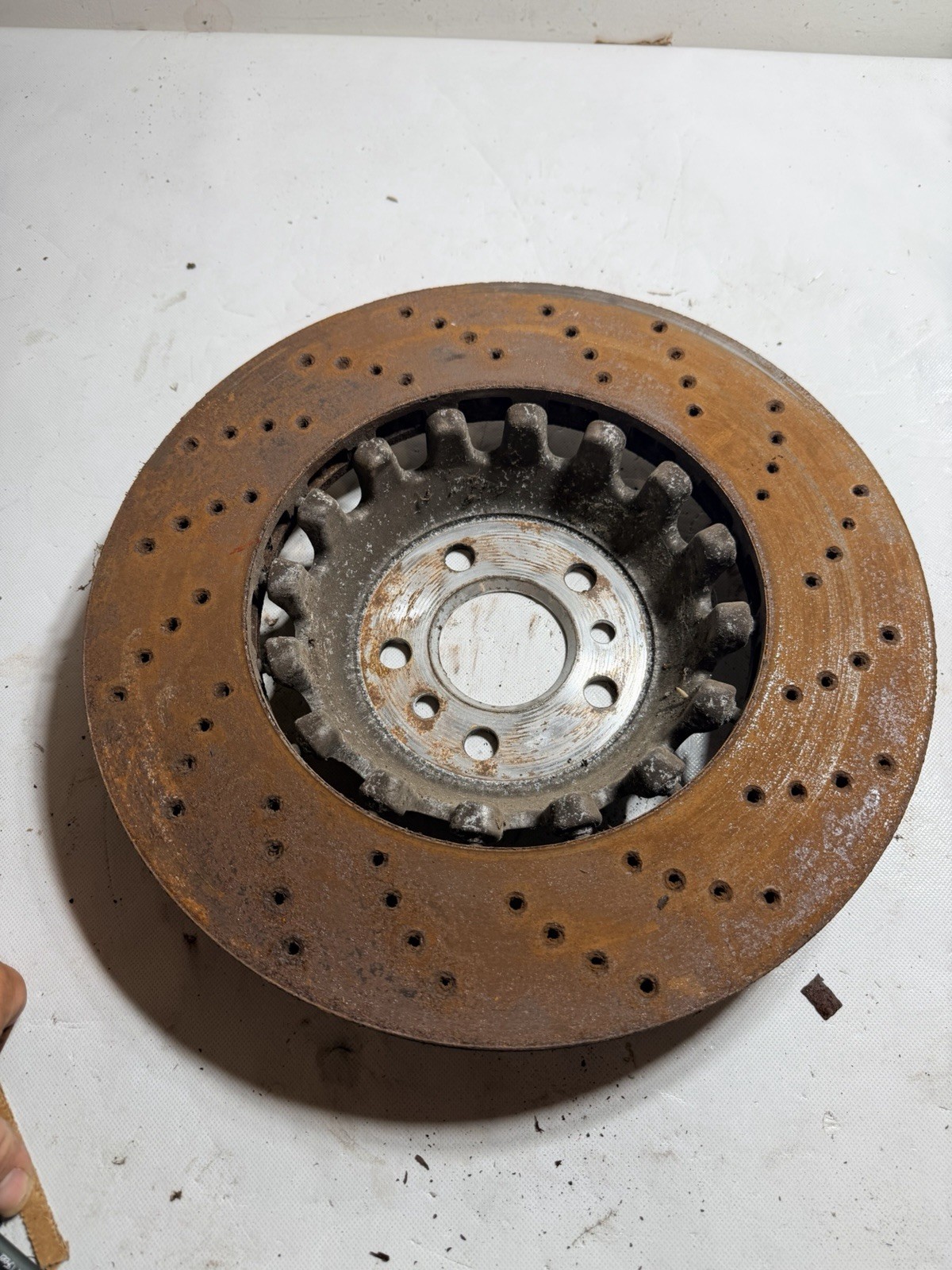 2022 BMW X6M DRIVER Left Rear Disc Brake Rotor Used Drilled OEM