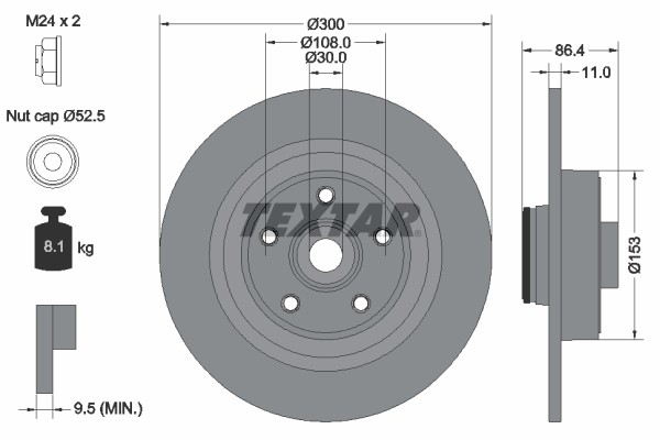 Textar 92159803 Brake Disc for Renault
