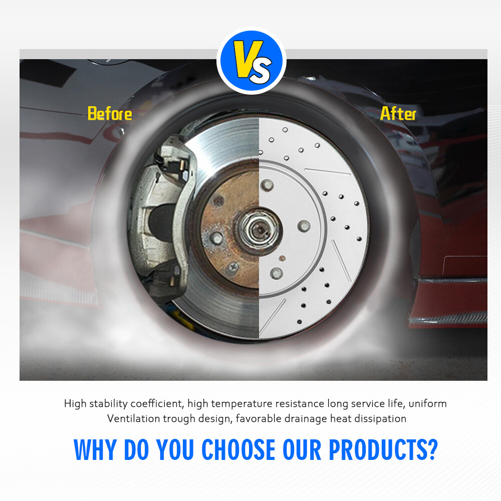 Front Drilled Disc Brake Rotors for Honda Fit 2014 2015 2016 2017 2018 2019 2020