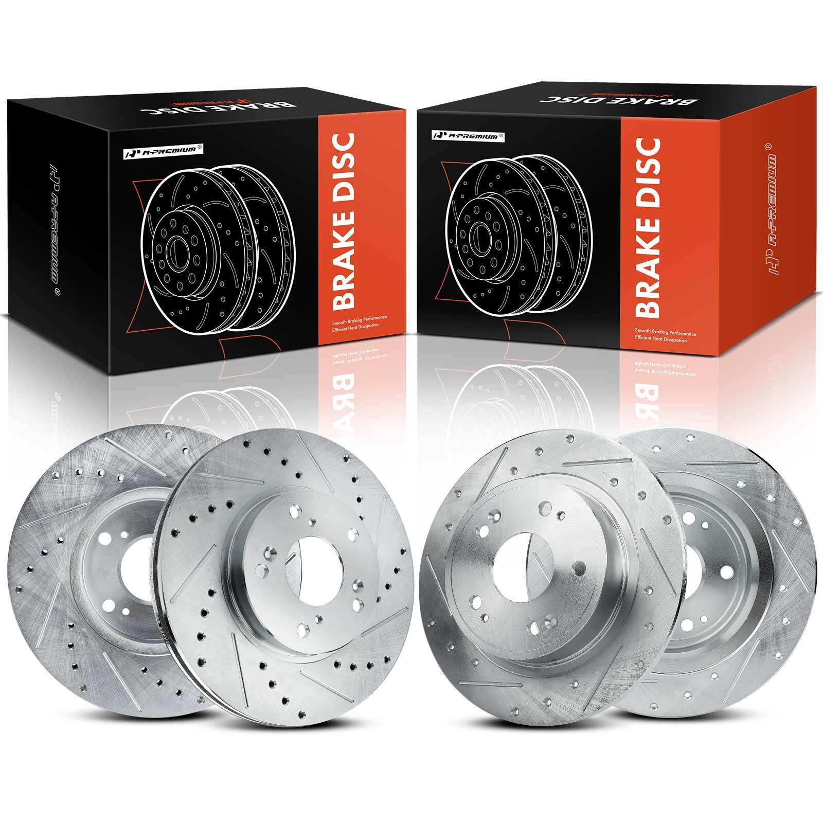 A-Premium 4x Front & Rear Drilled Rotor for Honda Accord 2005-2017 Civic 2015
