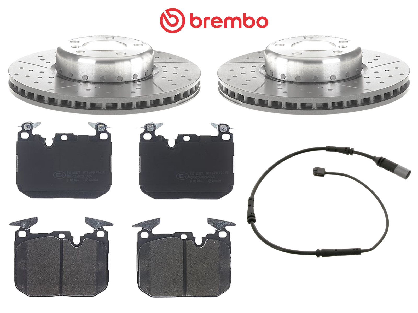 BREMBO FRONT DRILLED GROOVED BRAKE DISCS PADS BMW M140i F20 340mm 34106797602