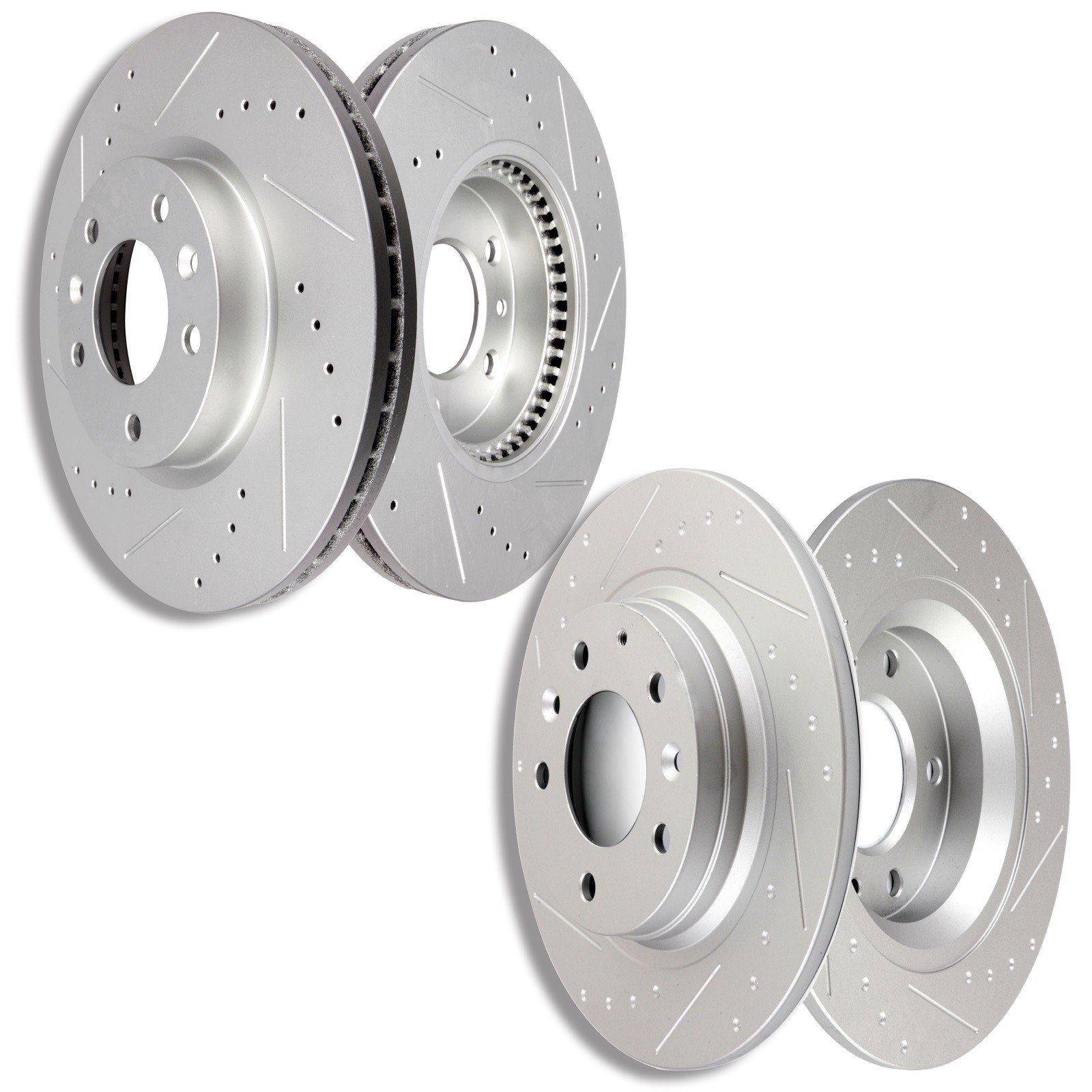 Front & Rear Drilled Slotted Brake Rotors Black Set of 4 for Ford Fusion Mazda 6