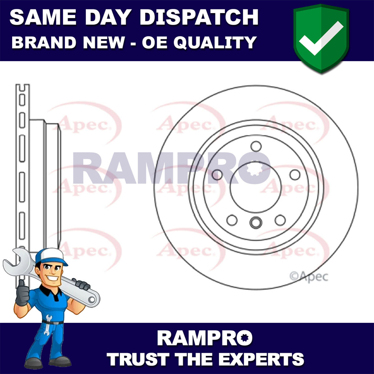 Rampro Rear Brake Disc Fits BMW X1 3 Series 1 1.8 2.0 D 2.5 3.0 34216864901