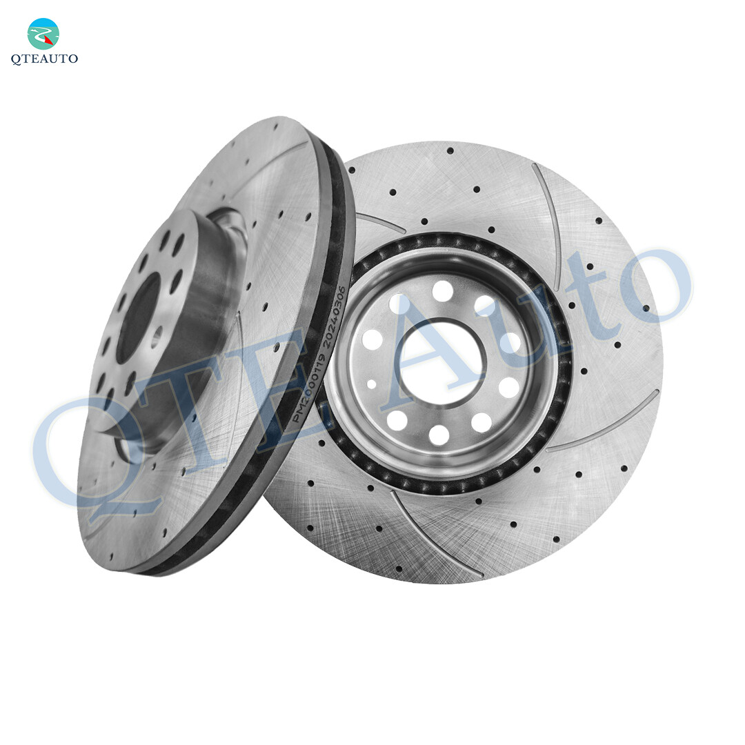 Front Drilled Slotted Brake Disc Rotors For 2017-2019 Volkswagen Golf Alltrack