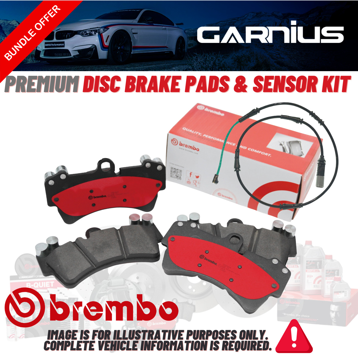 NEW Brembo Premium Low-Met Plus SENSOR Disc Brake Pad 2 Wheel Set P50017