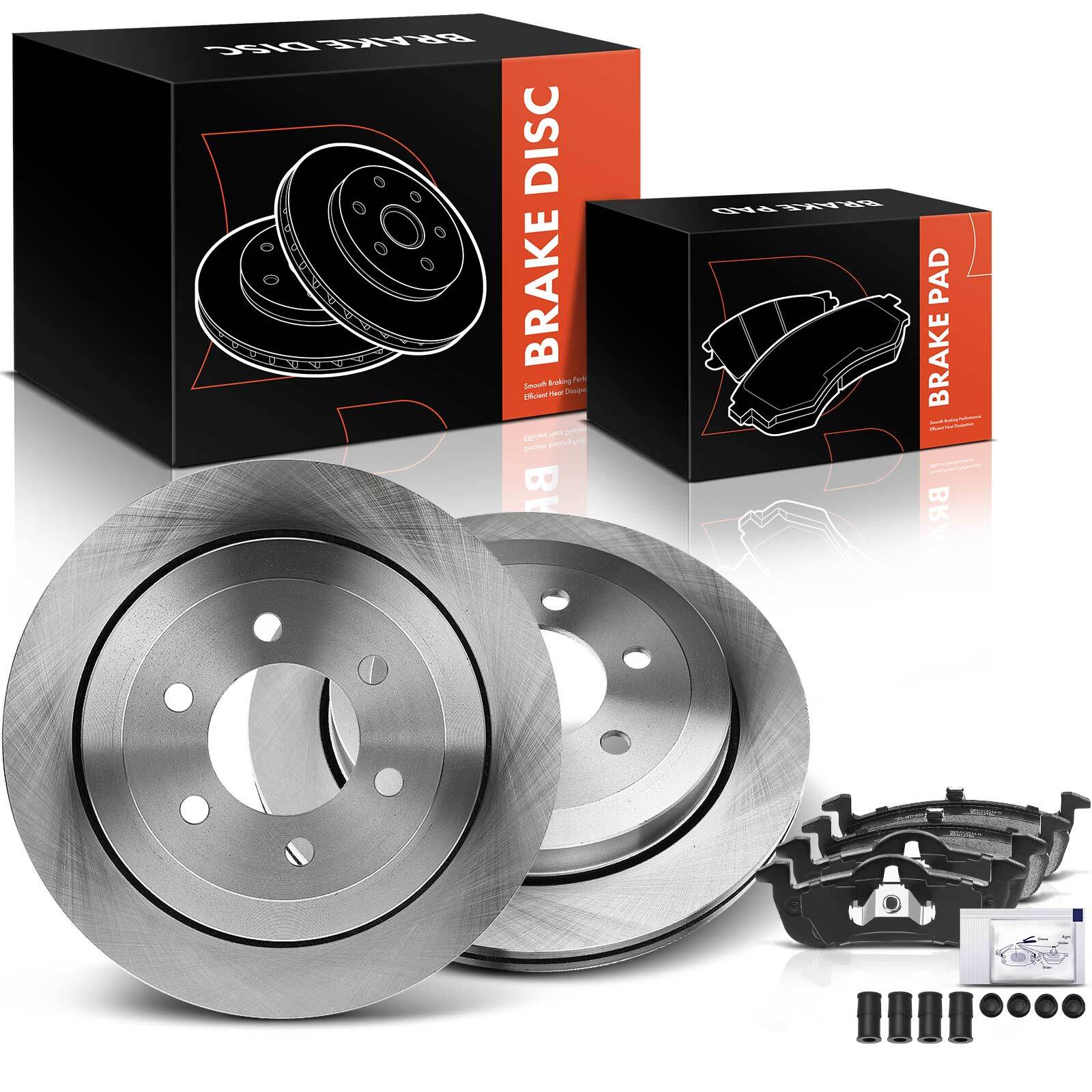 Rear Side Disc Rotors & Ceramic Brake Pad for Ford Expedition Lincoln Navigator