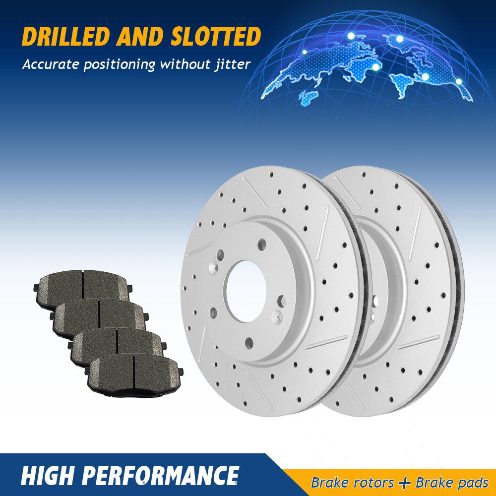 Front Drilled Brake Rotors & Ceramic Pads For 2014 2015 2016 Kia Soul