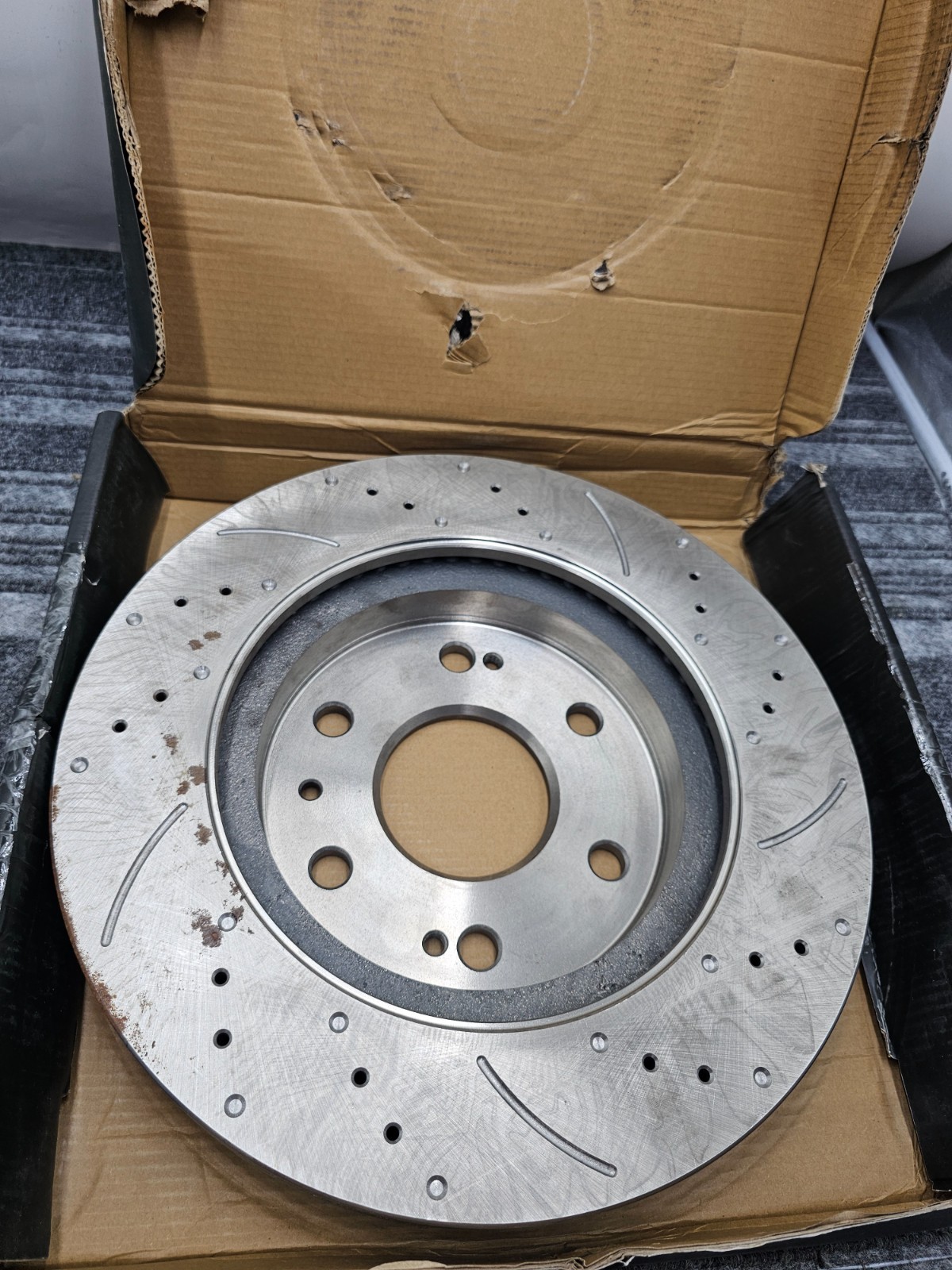 Premium Drilled & Slotted Brake Disc Rotor GR13034PL, 28MM Min Thickness