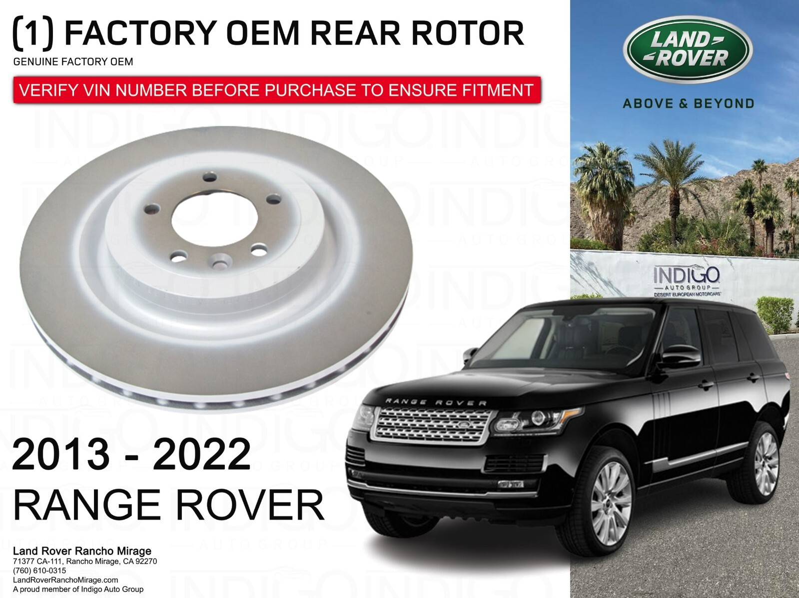 Genuine Land Rover/ Range Disc Brake Rotor Rear GENUINE FACTORY OEM (VIN VERIFY)