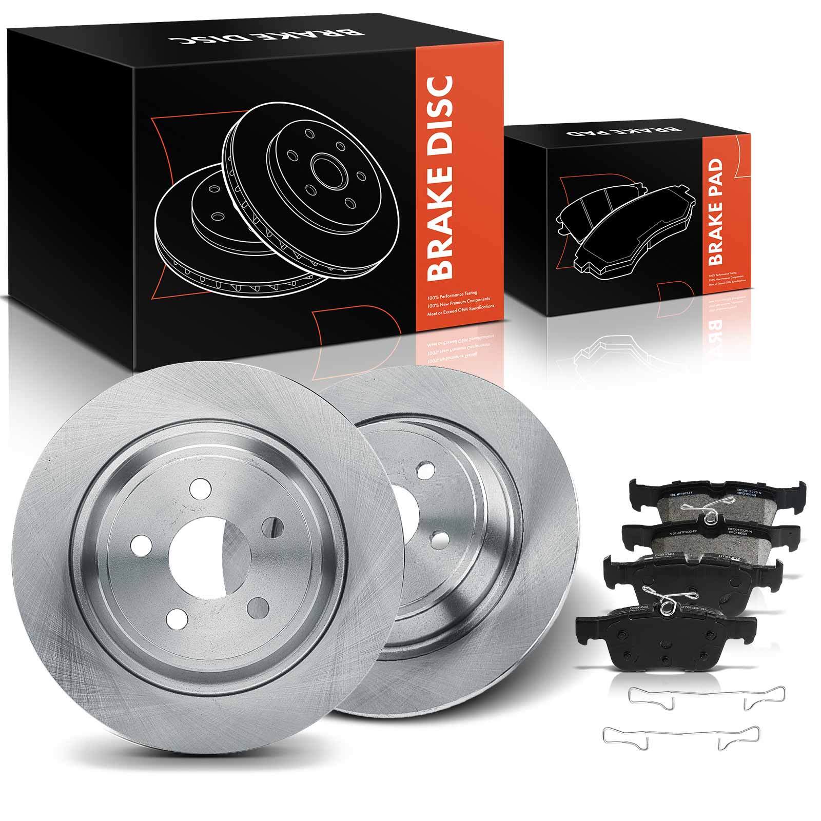 Rear Side Disc Brake Rotors + Brake Pads for Ford Edge Lincoln Continental MKX