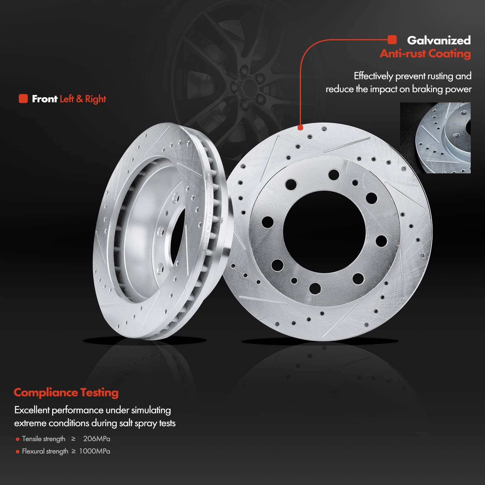 12Pcs Drilled Brake Rotor & Ceramic Pad for Chevrolet Silverado 2500 GMC Hummer