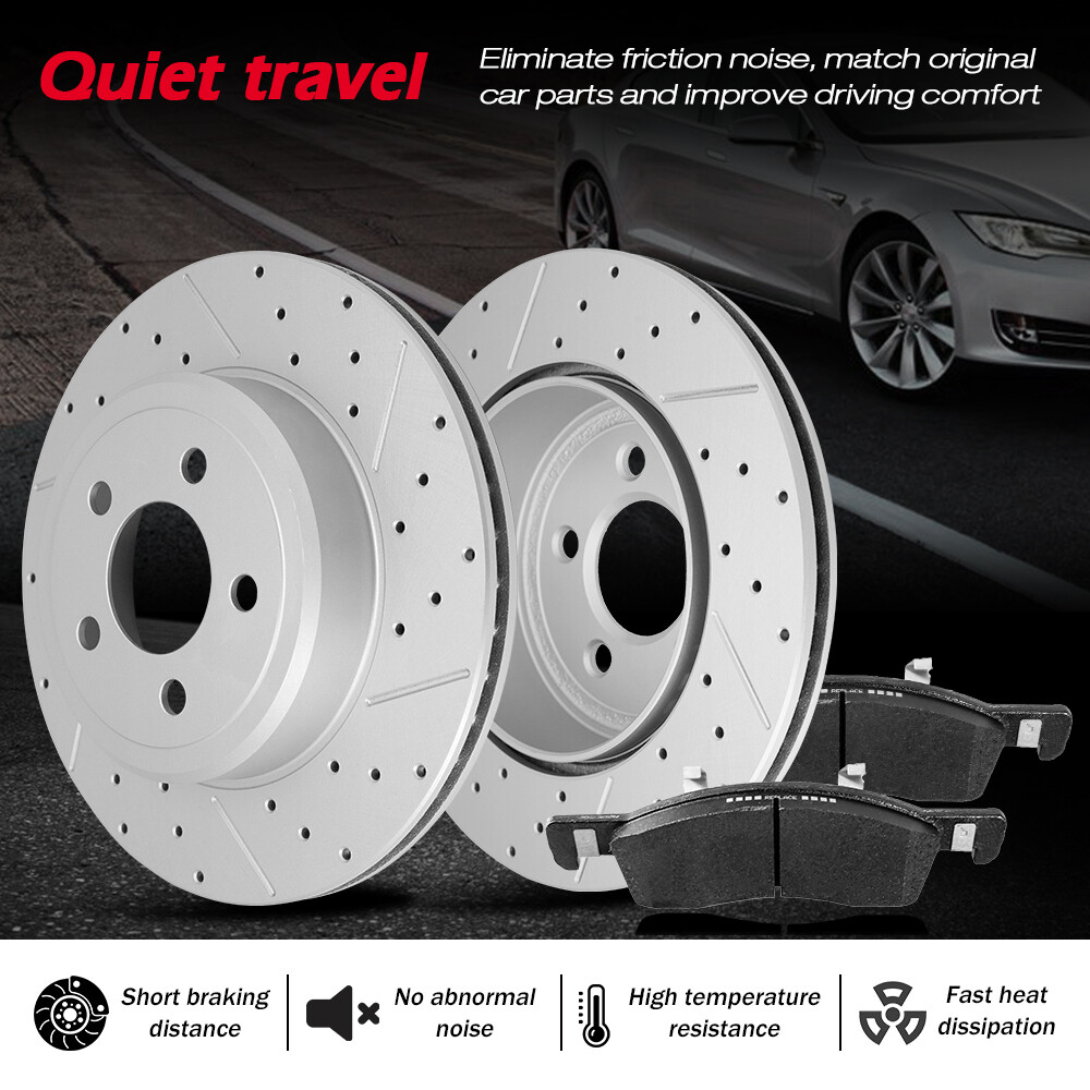 Front Drilled Brake Rotors+Brake Pads For 2013 2014 2015 2016 2017 Nissan Altima