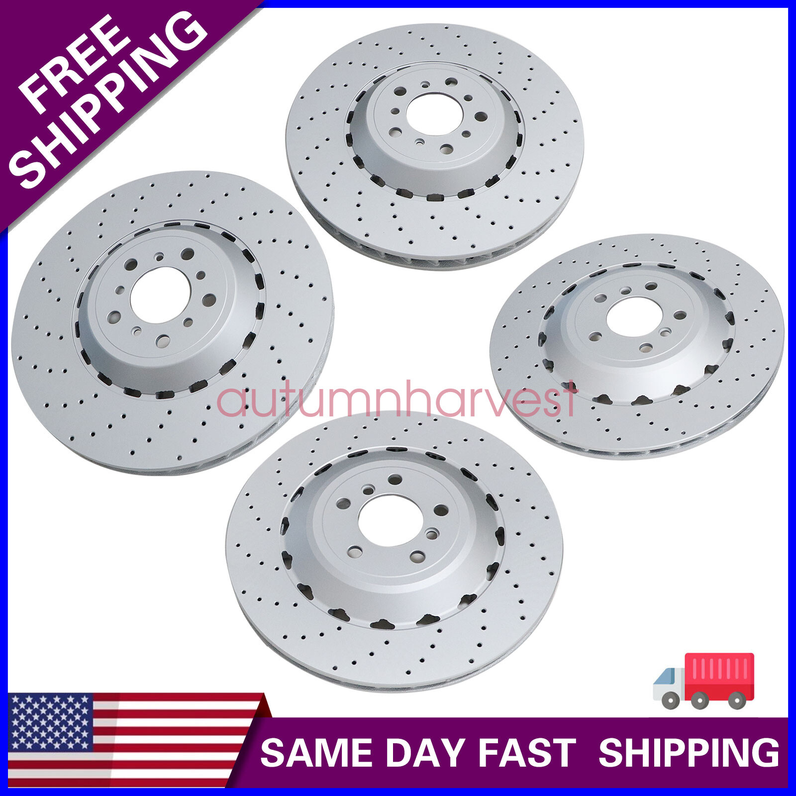 4X Front & Rear Vented & Drilled Brake Disc Rotors For BMW M5 M6 F06 F10 F12 F13