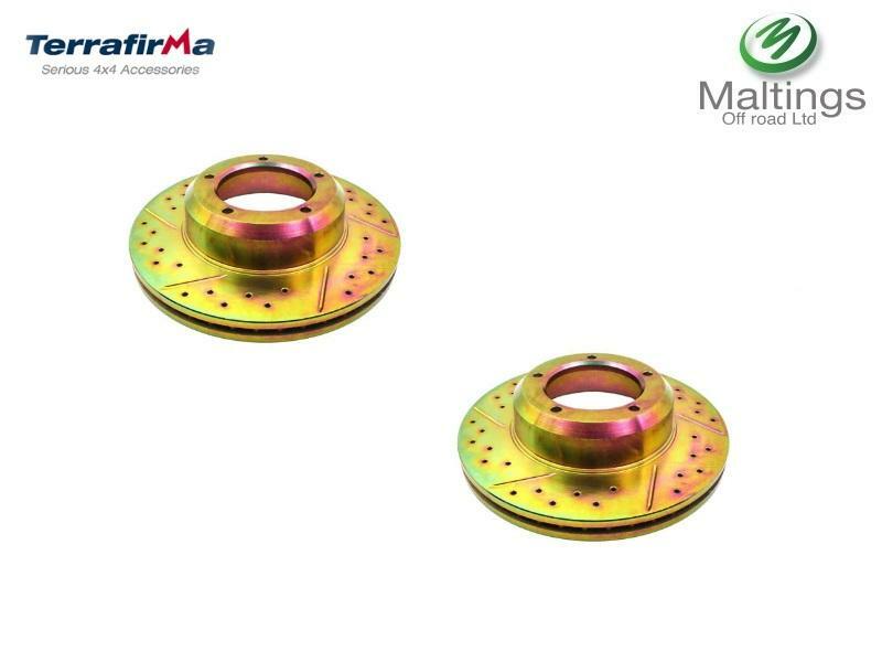 TERRAFIRMA DRILLED & GROOVED FRONT VENTED BRAKE DISCS (FITS DEF/RRC) LR017952CDG