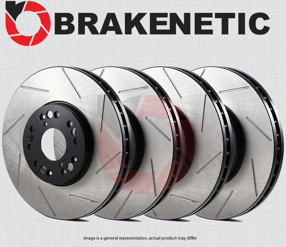 FRONT+REAR BRAKENETIC Premium Slotted Brake Disc Rotors BPRS69425