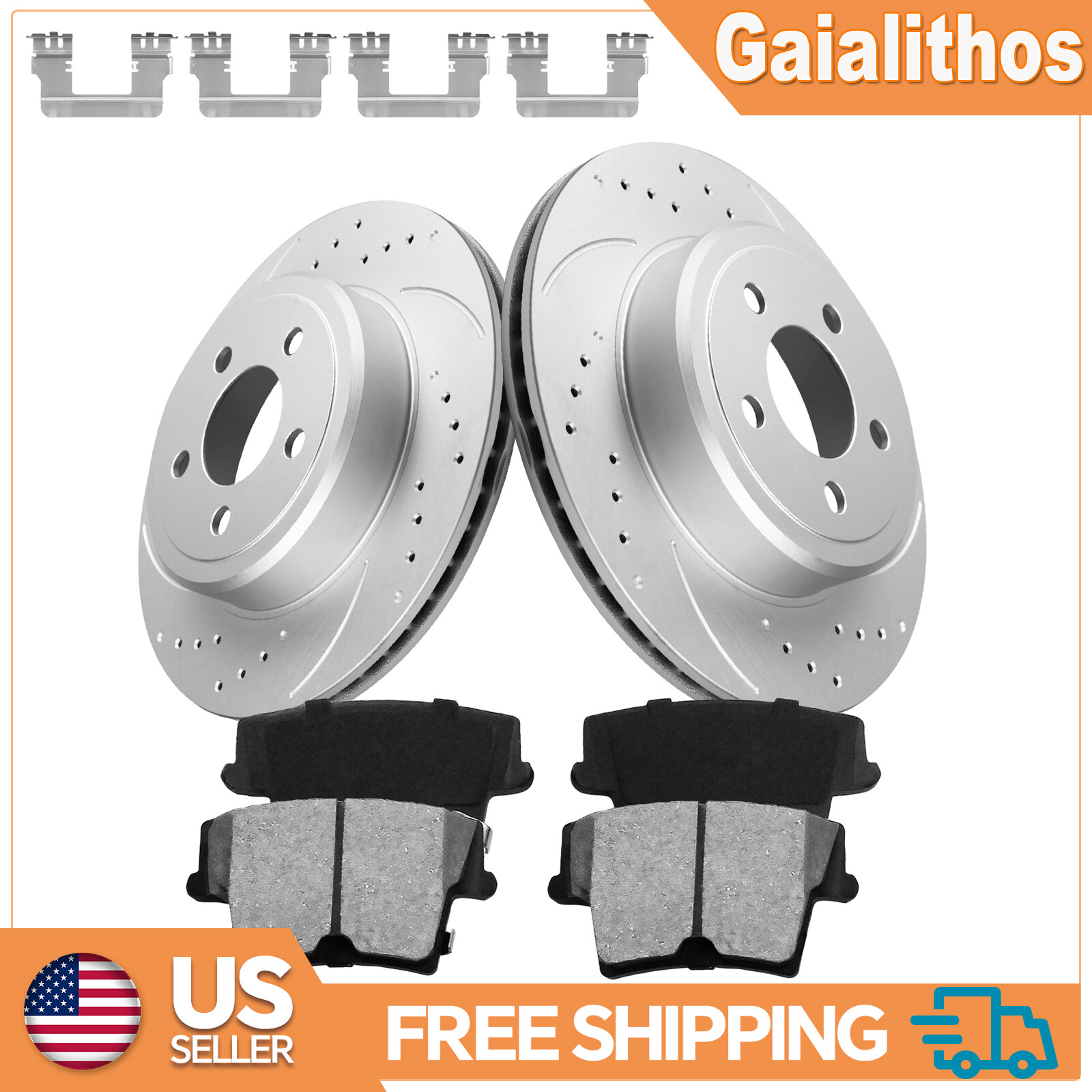AWD Rear Drilled Brake Rotors & Brake Pads for Dodge Charger Magnum Challenger