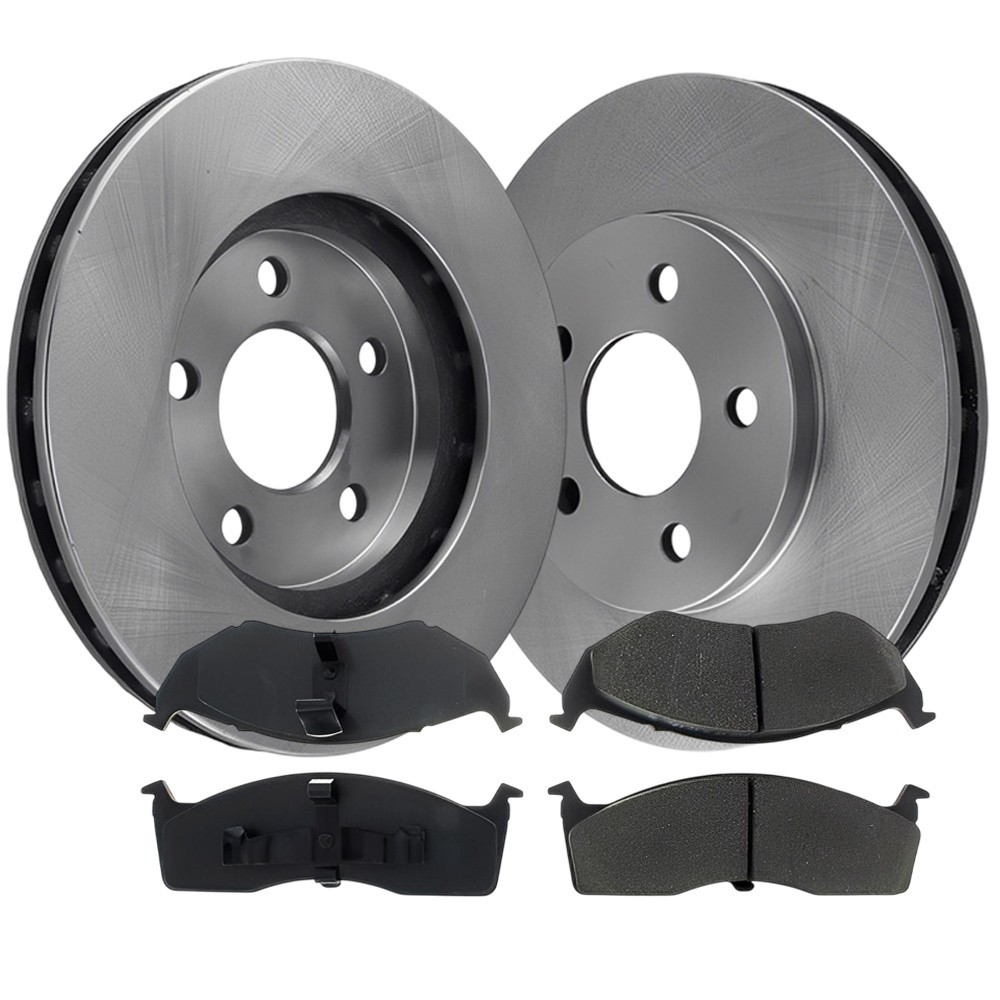 Front Right & Front Left Disc Brake Rotors With Pads For Dodge Caravan 00-96