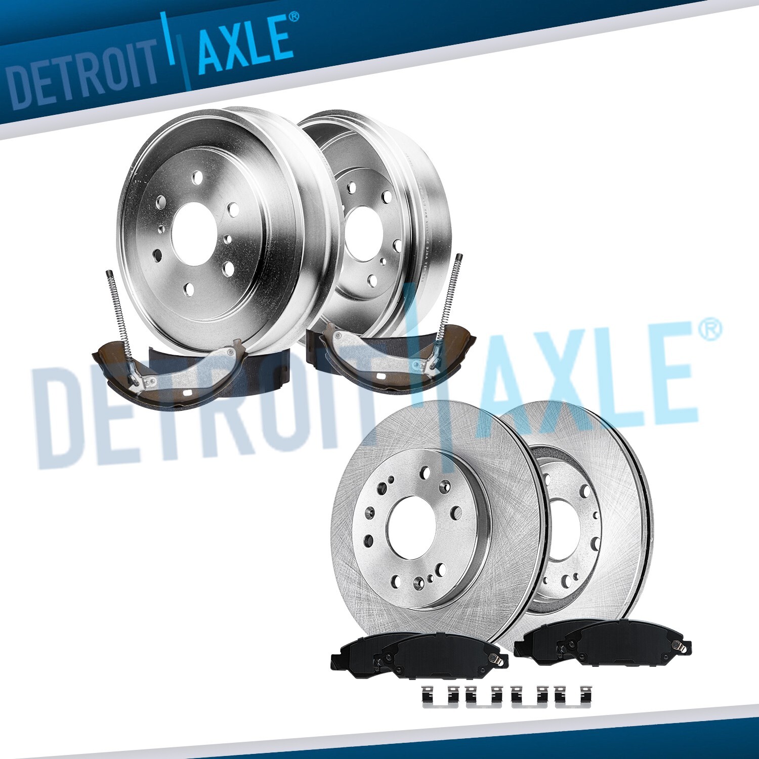 Front Rotor Brake Pads Rear Drum Shoes Kit for Chevy GMC Silverado Sierra 1500