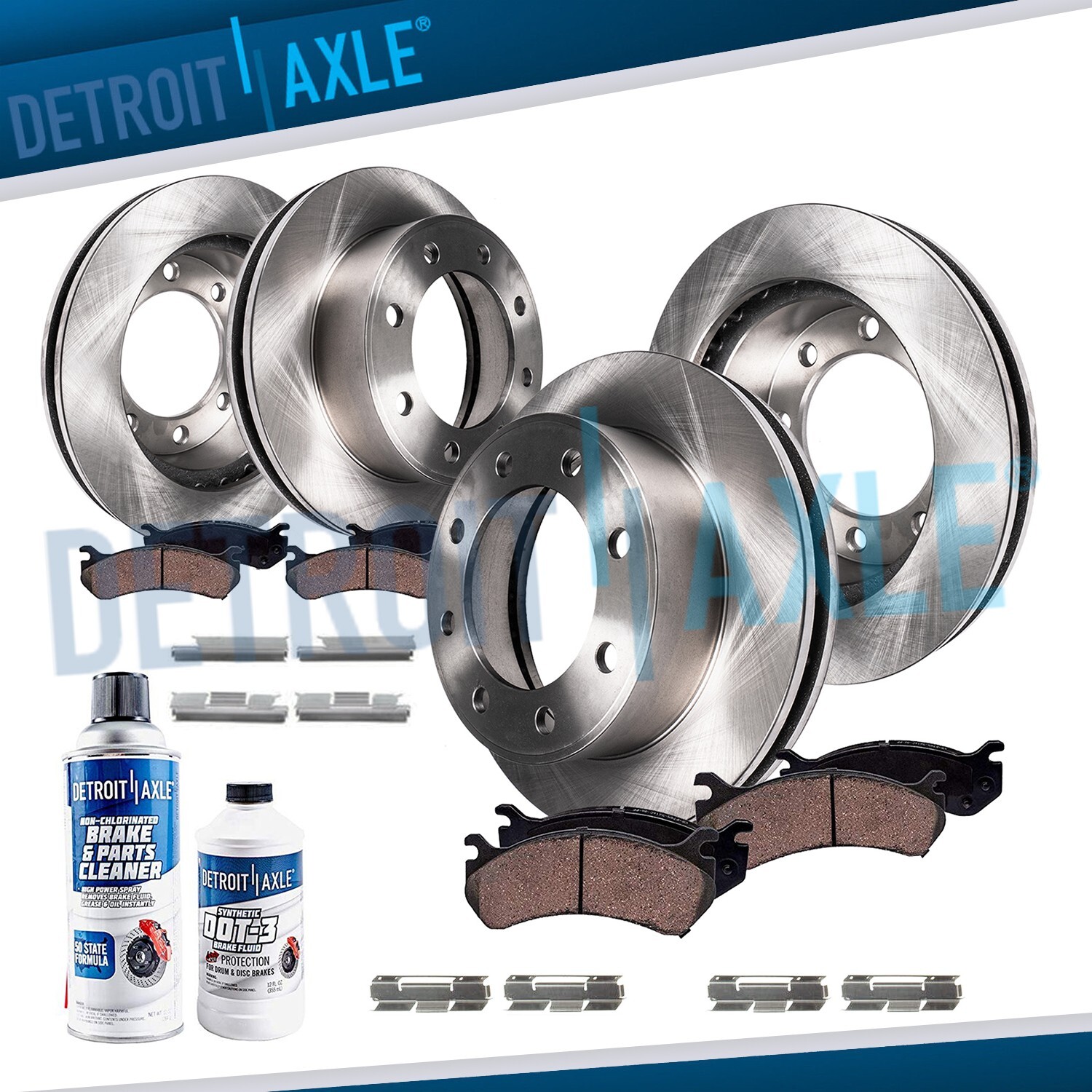 Front & Rear Disc Brake Rotors Ceramic Brake Pads Kit for Dodge Ram 2500 3500