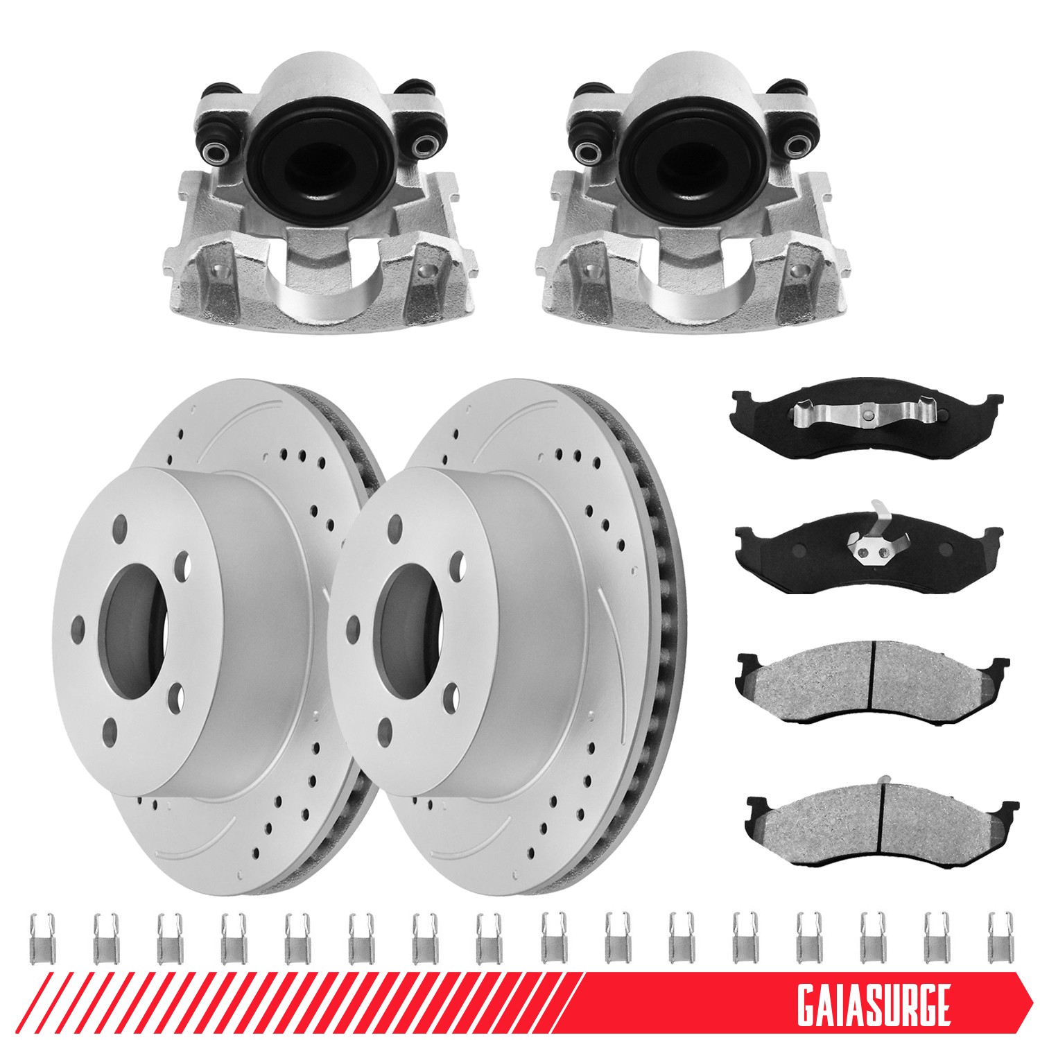 Front Brake Rotors Calipers + Ceramic Pads Kit For Jeep Wrangler Cherokee 99-06