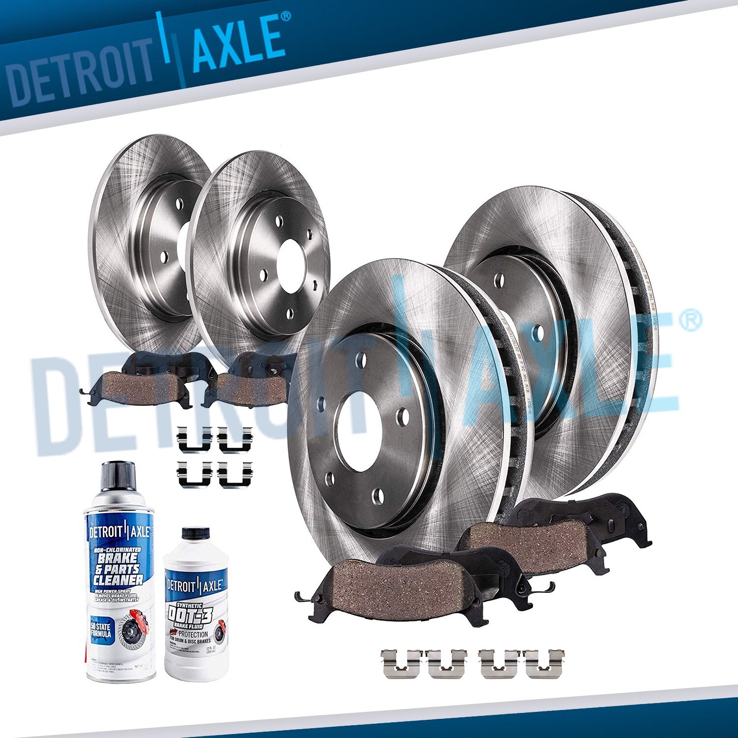 Front & Rear Disc Rotors + Ceramic Brake Pads Kit for 2010 2011 Kia Soul 2.0L