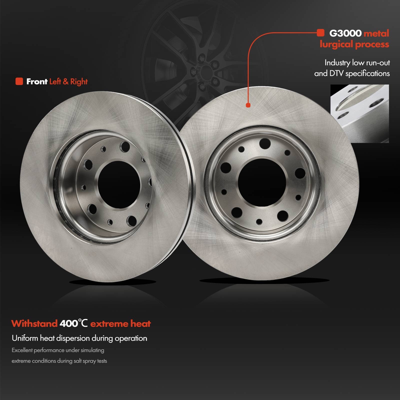 12Pcs Disc Brake Rotors & Ceramic Brake Pads for Ram ProMaster 1500 Front & Rear