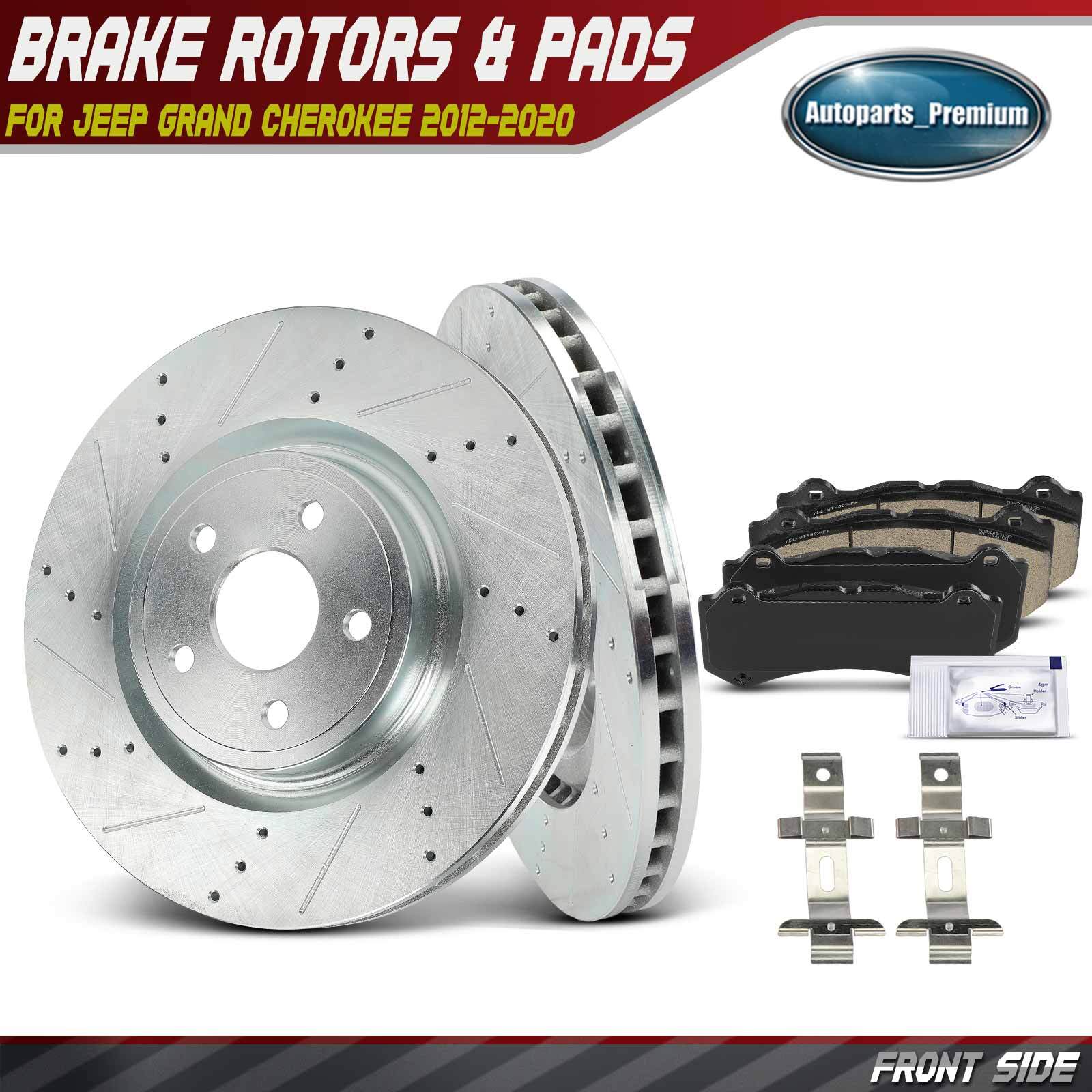 Front Drilled Brake Rotor & Ceramic Brake Pad for Jeep Grand Cherokee 2012-2020