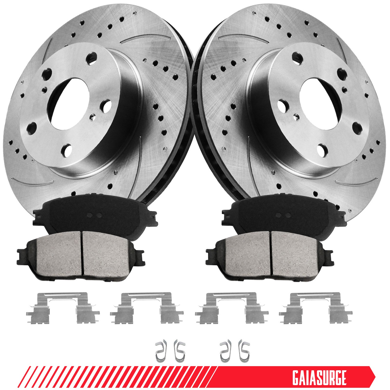 Front Drilled Slotted Disc Rotors Brake Pads Kit for 2005-2015 Toyota Tacoma