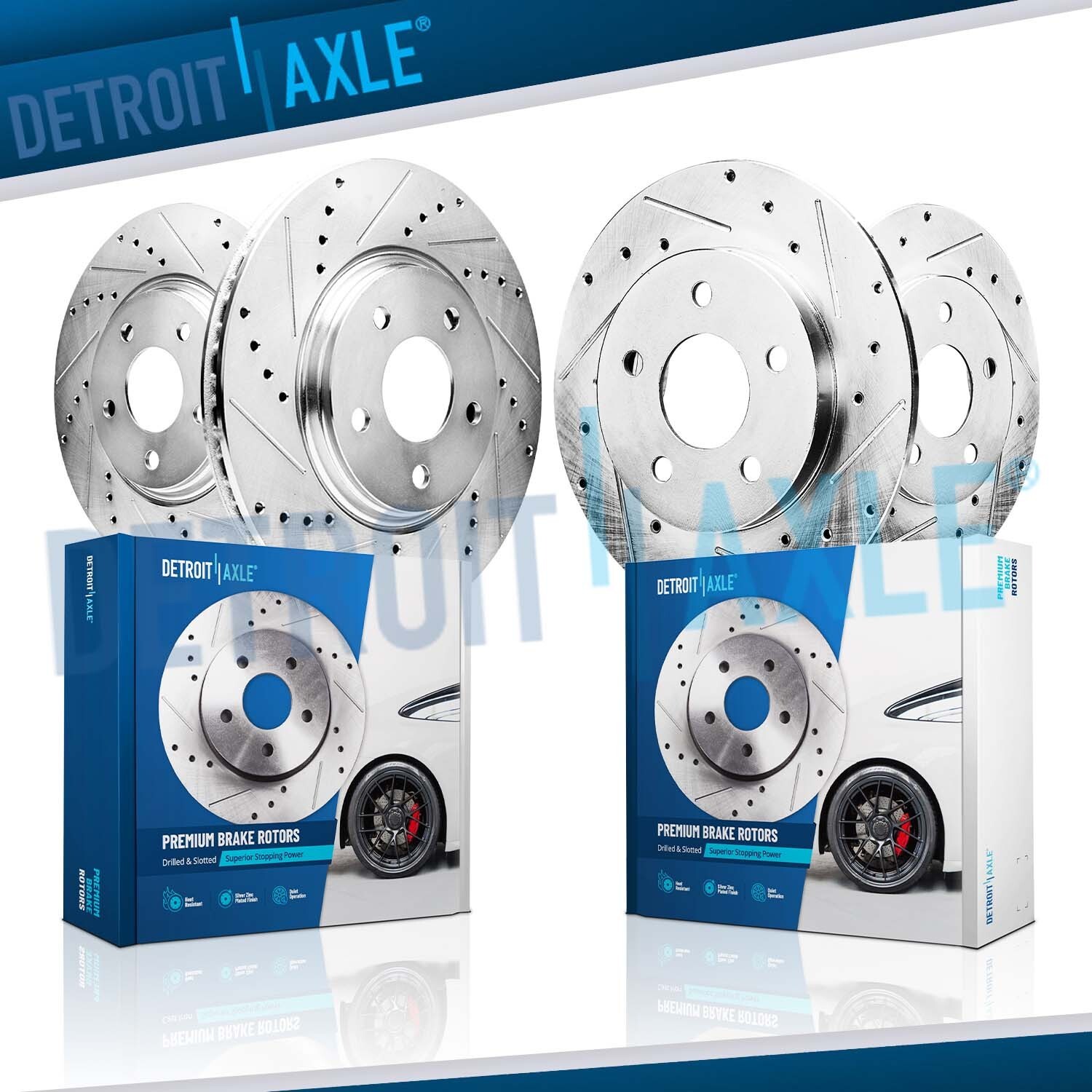300mm Front 284mm Rear DRILLED Brake Rotors for 2006 2007 – 2016 Hyundai Sonata